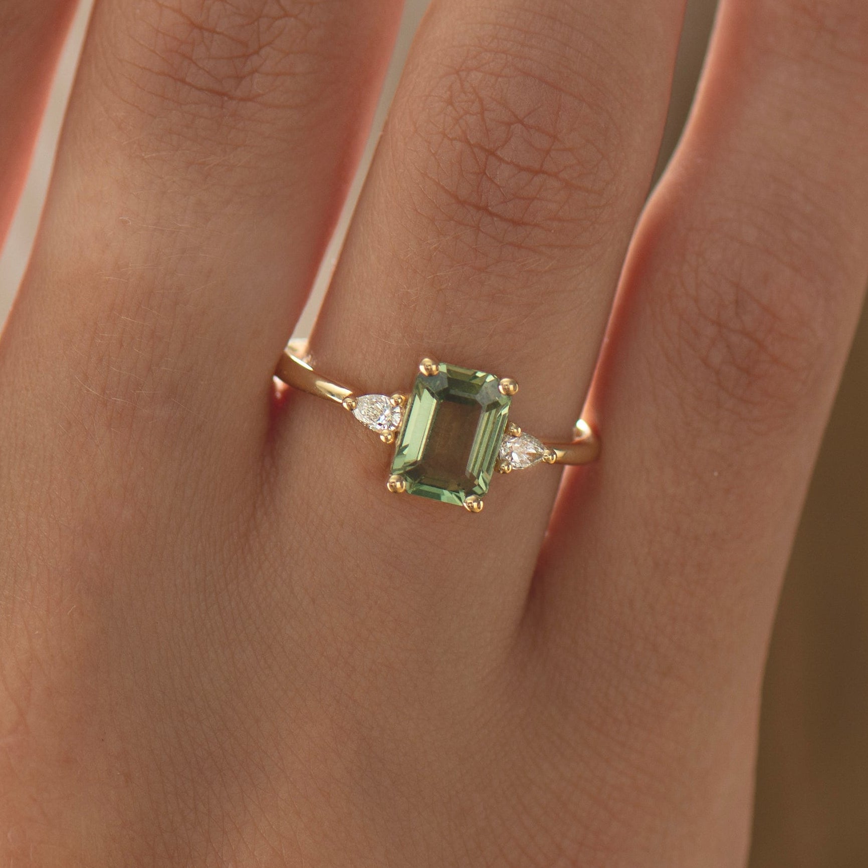 Large Emerald Green Sapphire Ring