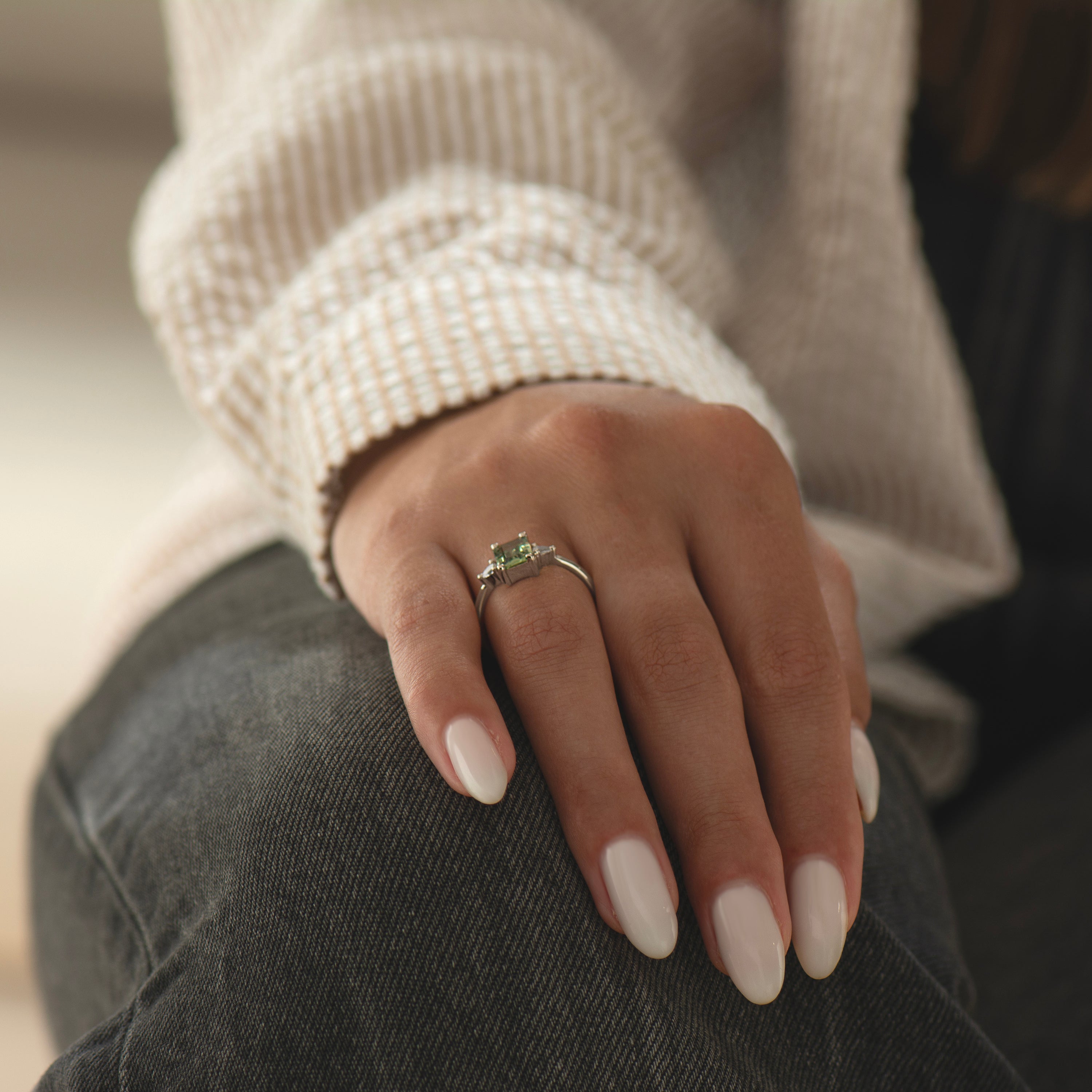 Large Emerald Green Sapphire Ring