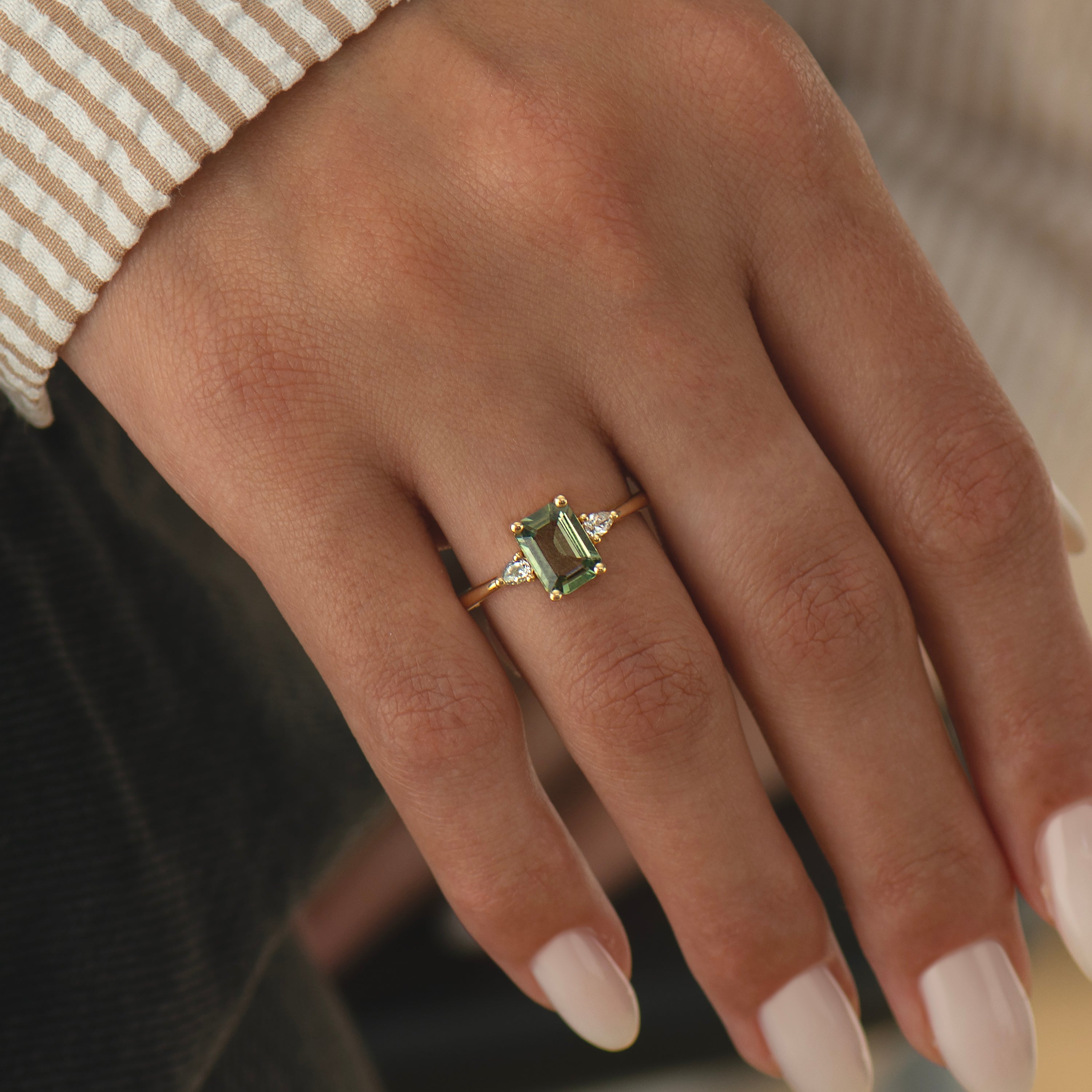 Large Emerald Green Sapphire Ring