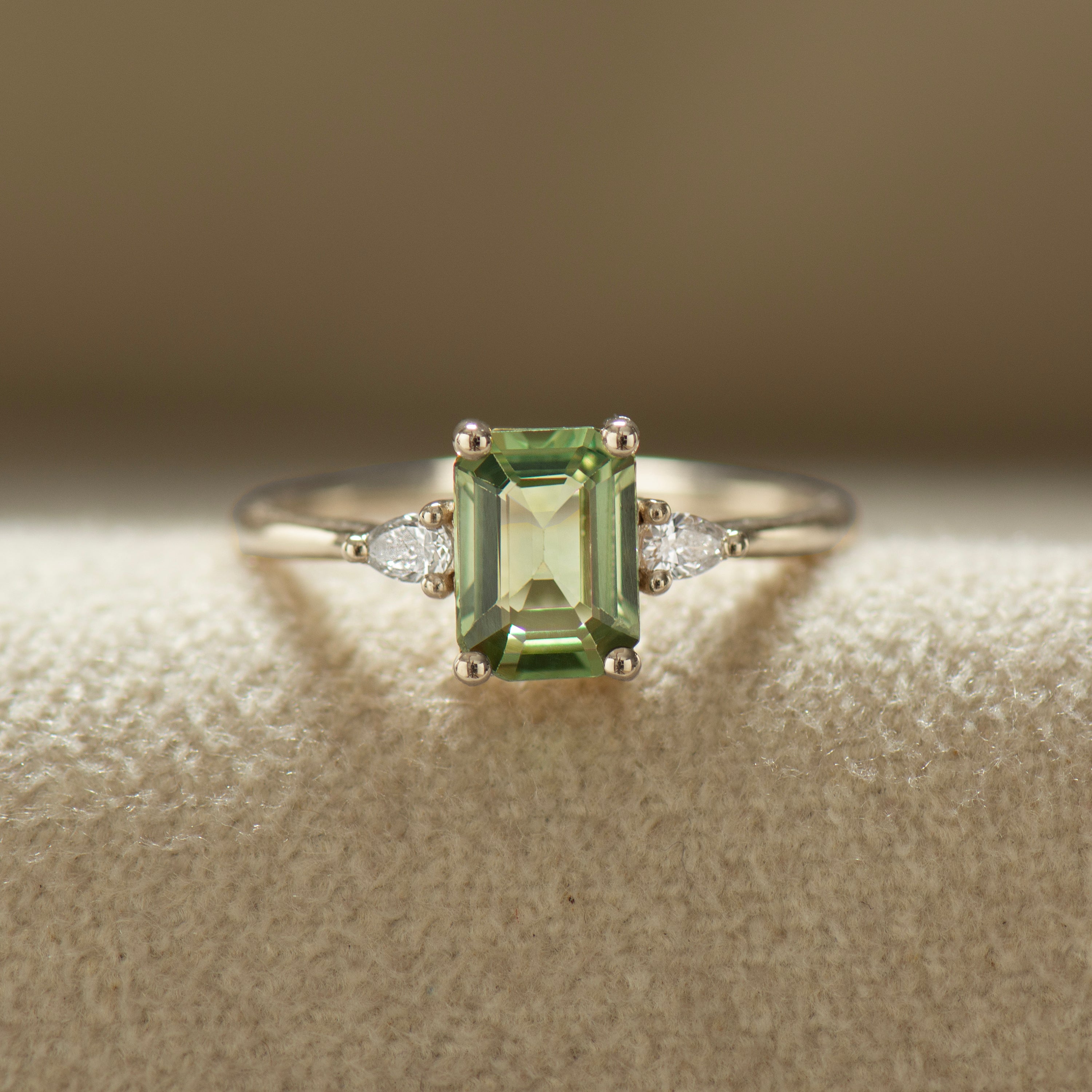 Large Emerald Green Sapphire Ring