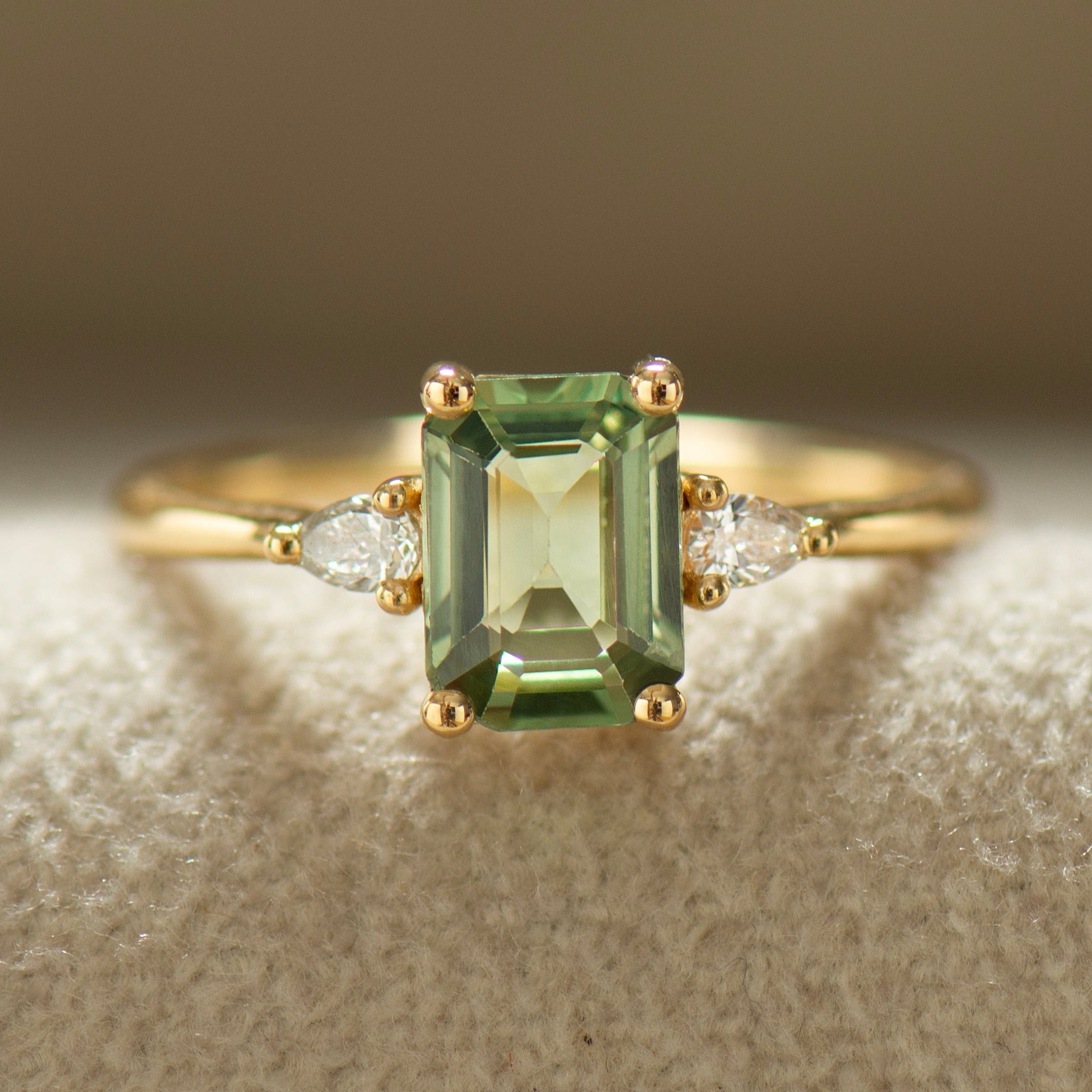 Large Emerald Green Sapphire Ring