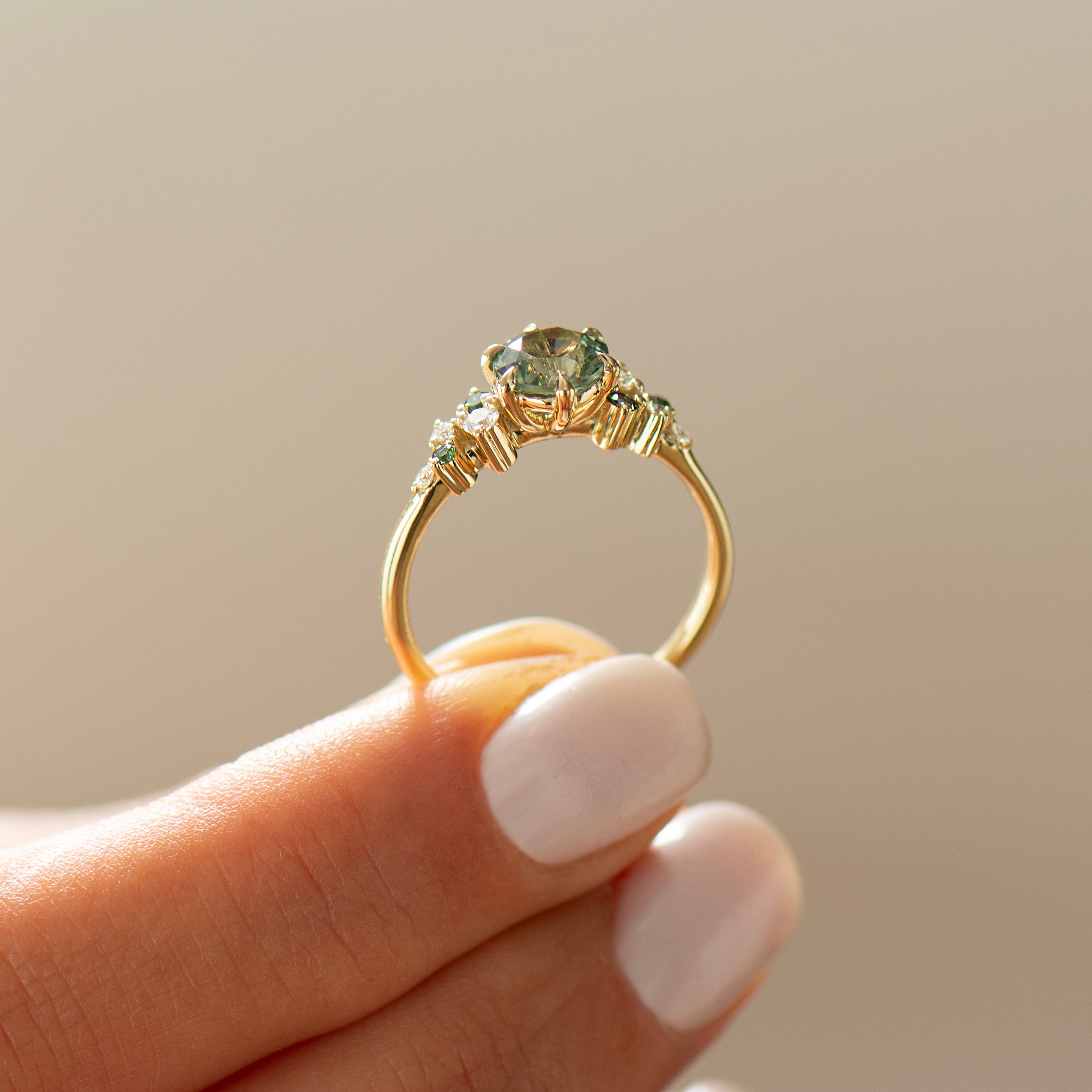 Bloom Green Sapphire Cluster Ring