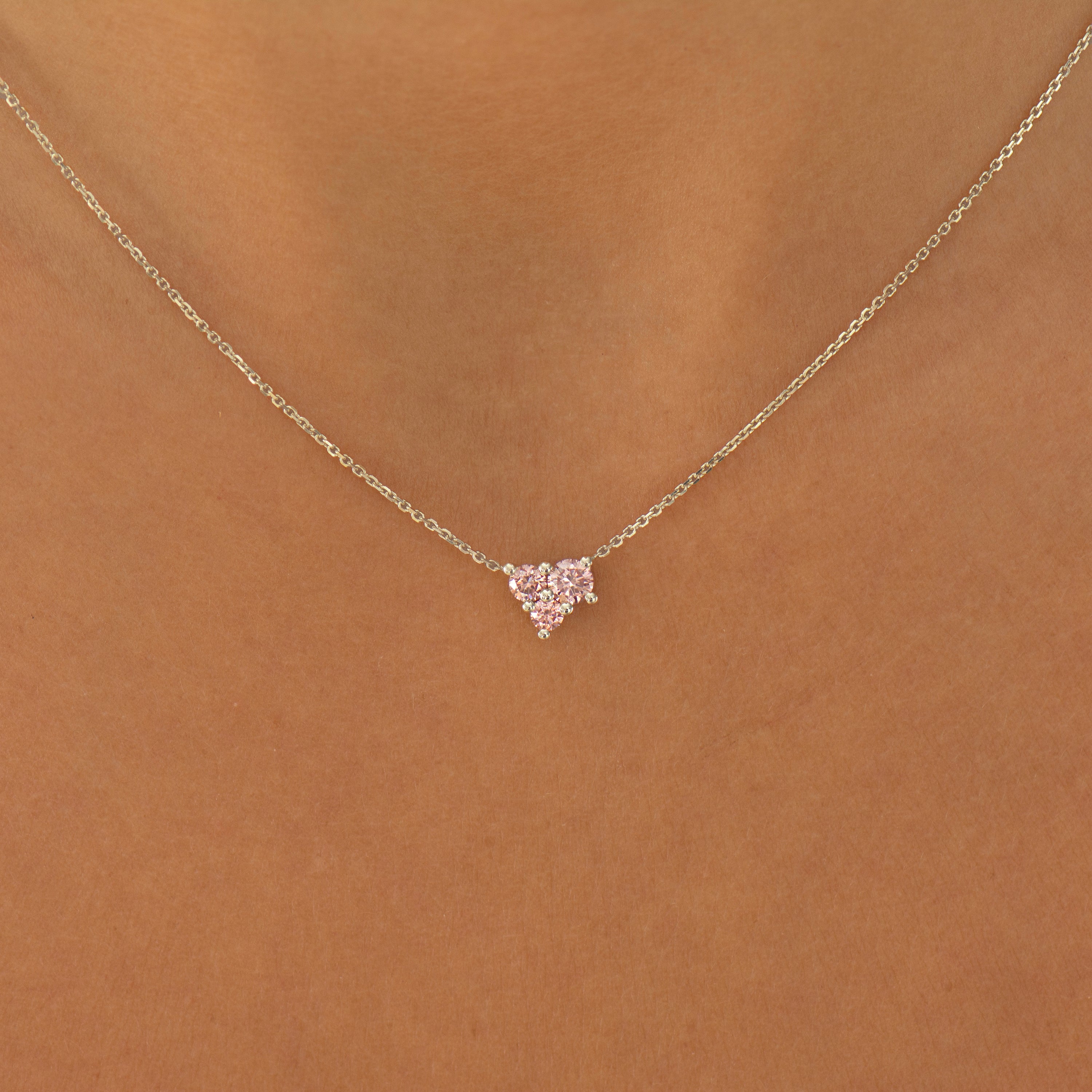 Pink Lab Diamonds Heart Necklace