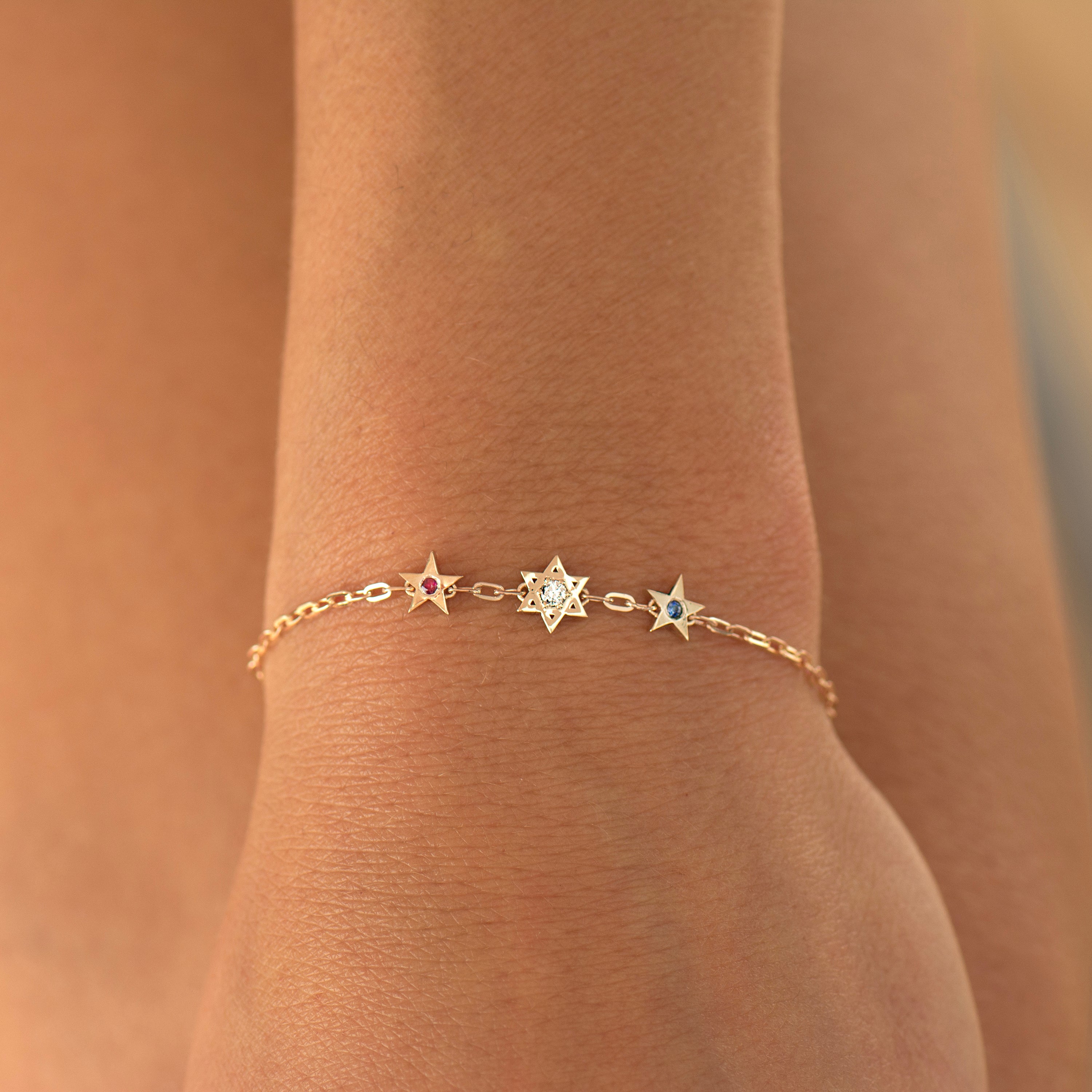 Star of David and American Stars Bracelet