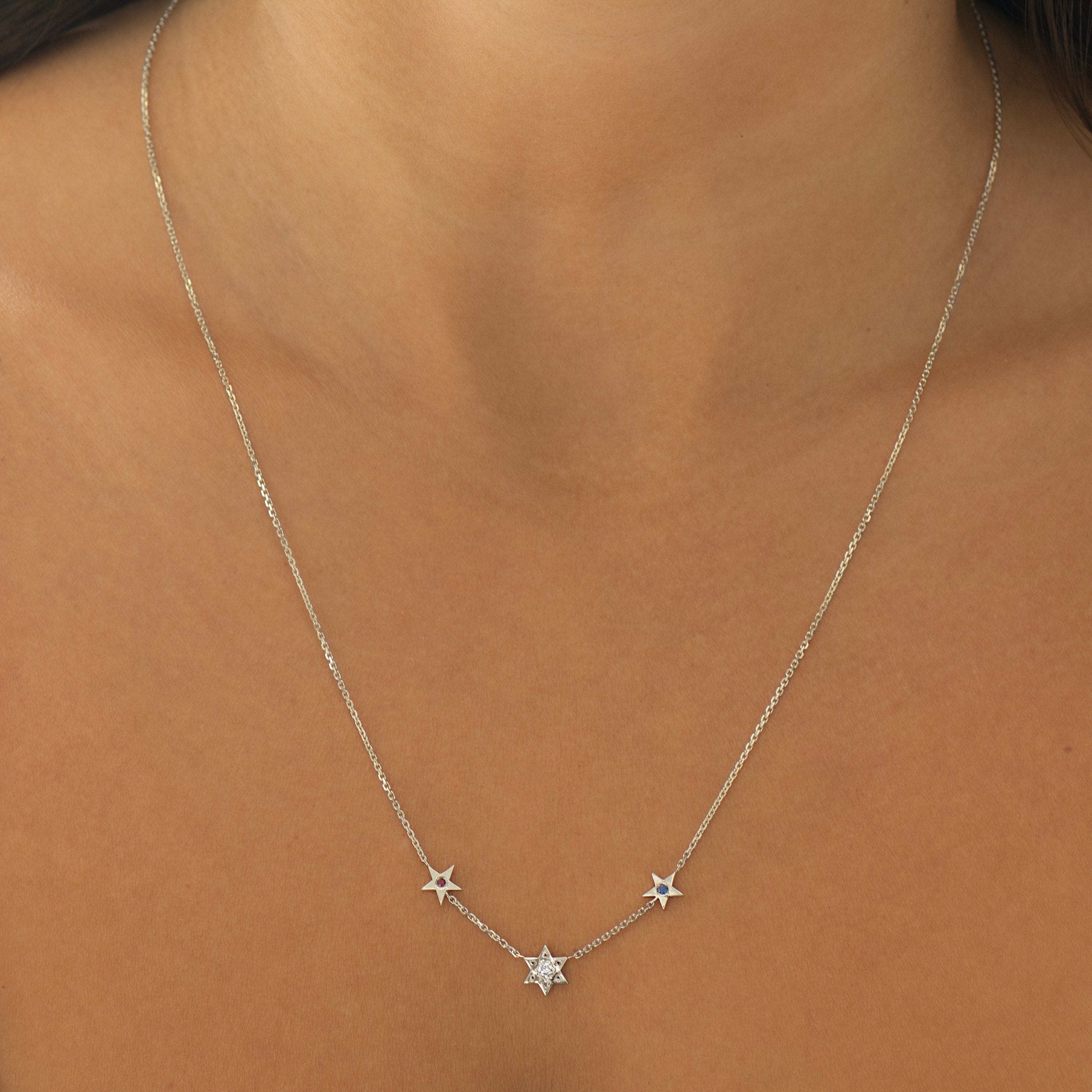 Star of David and American Stars Necklace