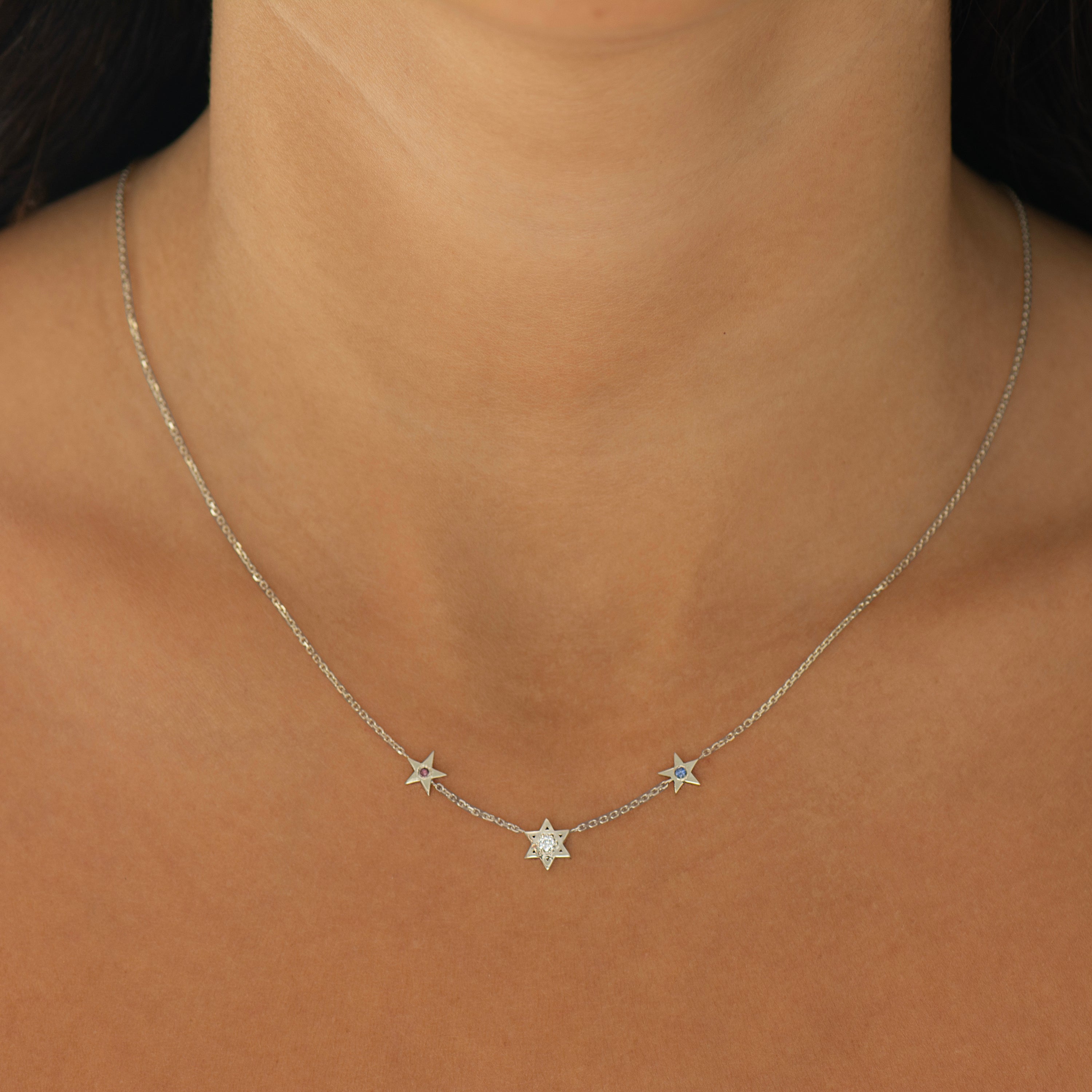 Star of David and American Stars Necklace