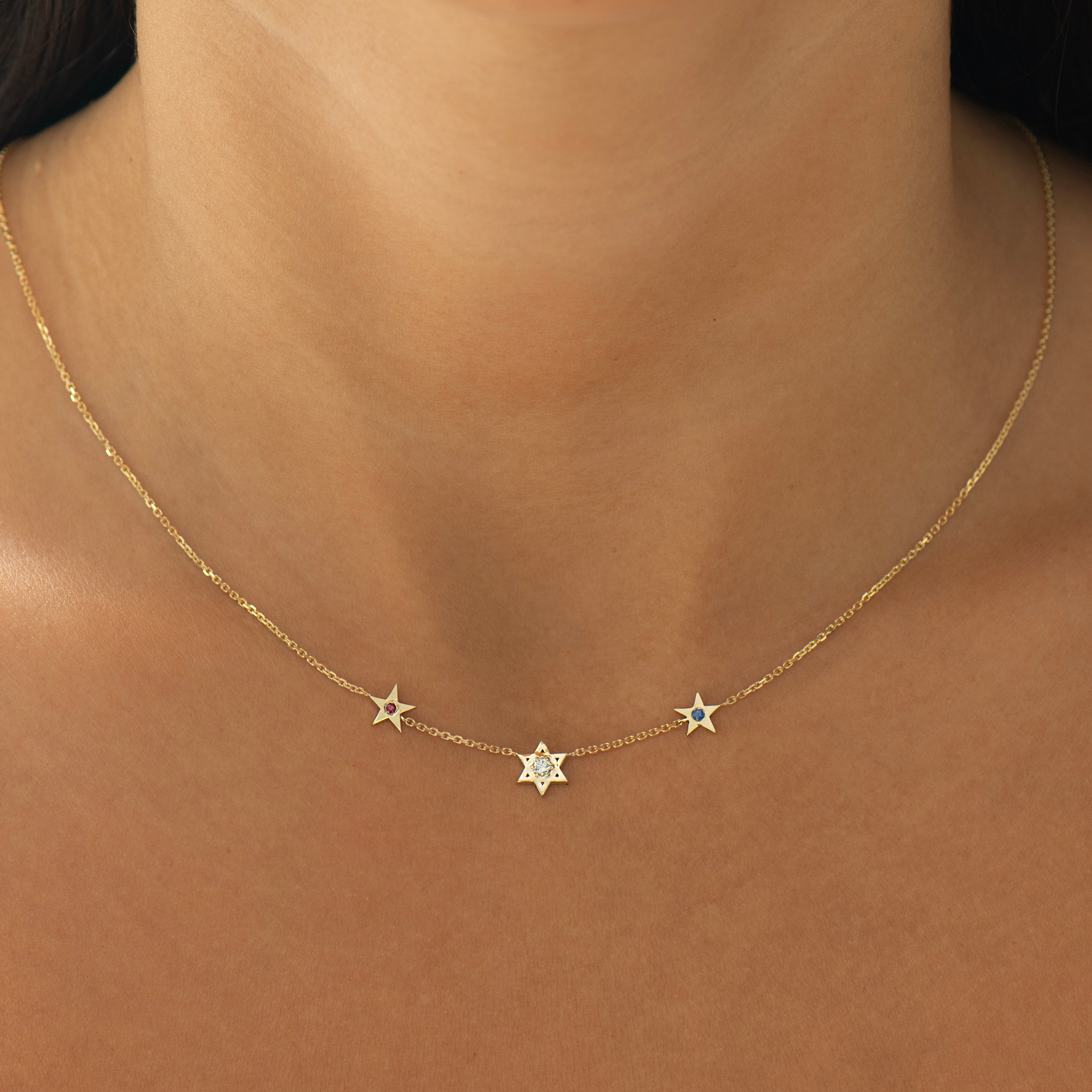 Star of David and American Stars Necklace