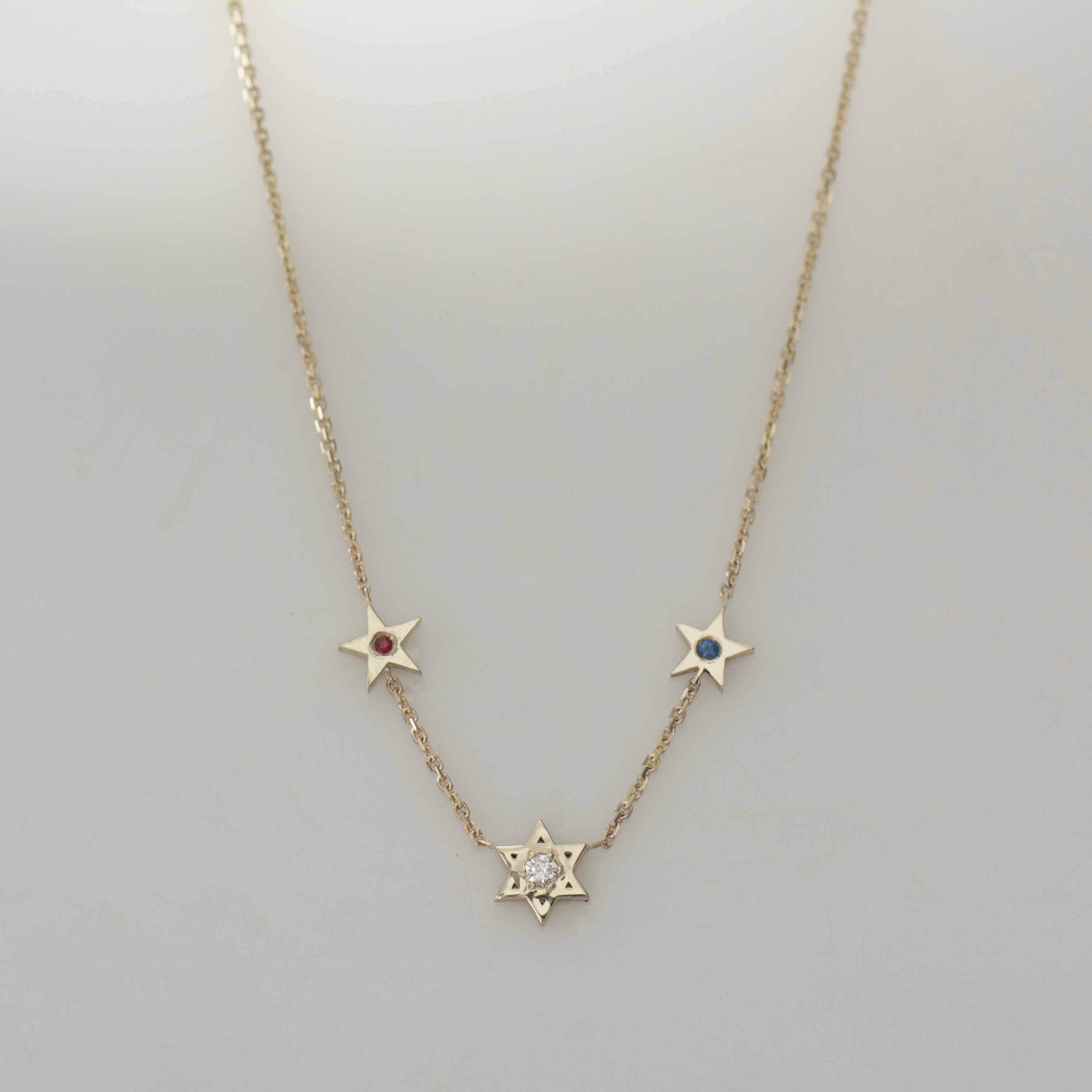 Star of David and American Stars Necklace