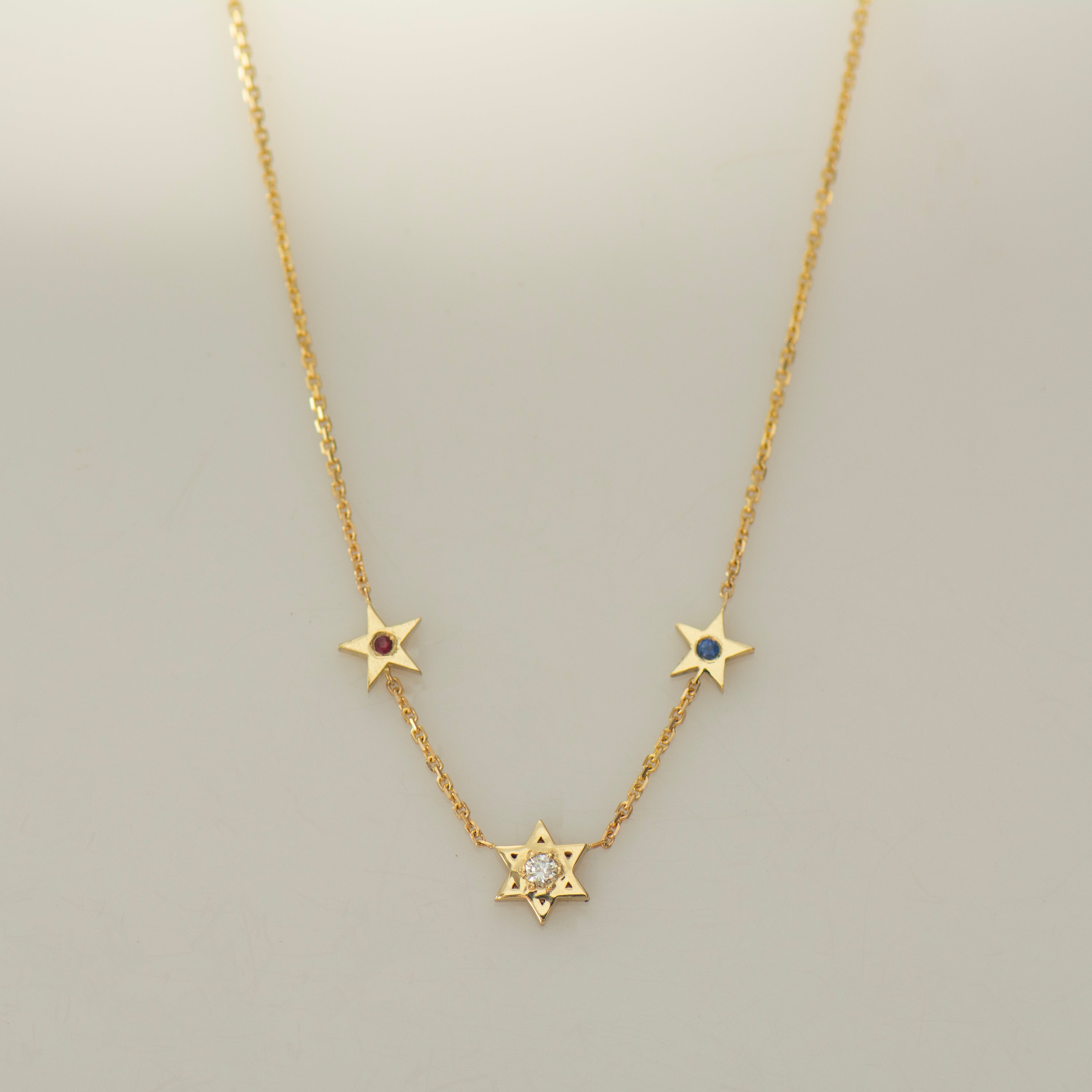Star of David and American Stars Necklace