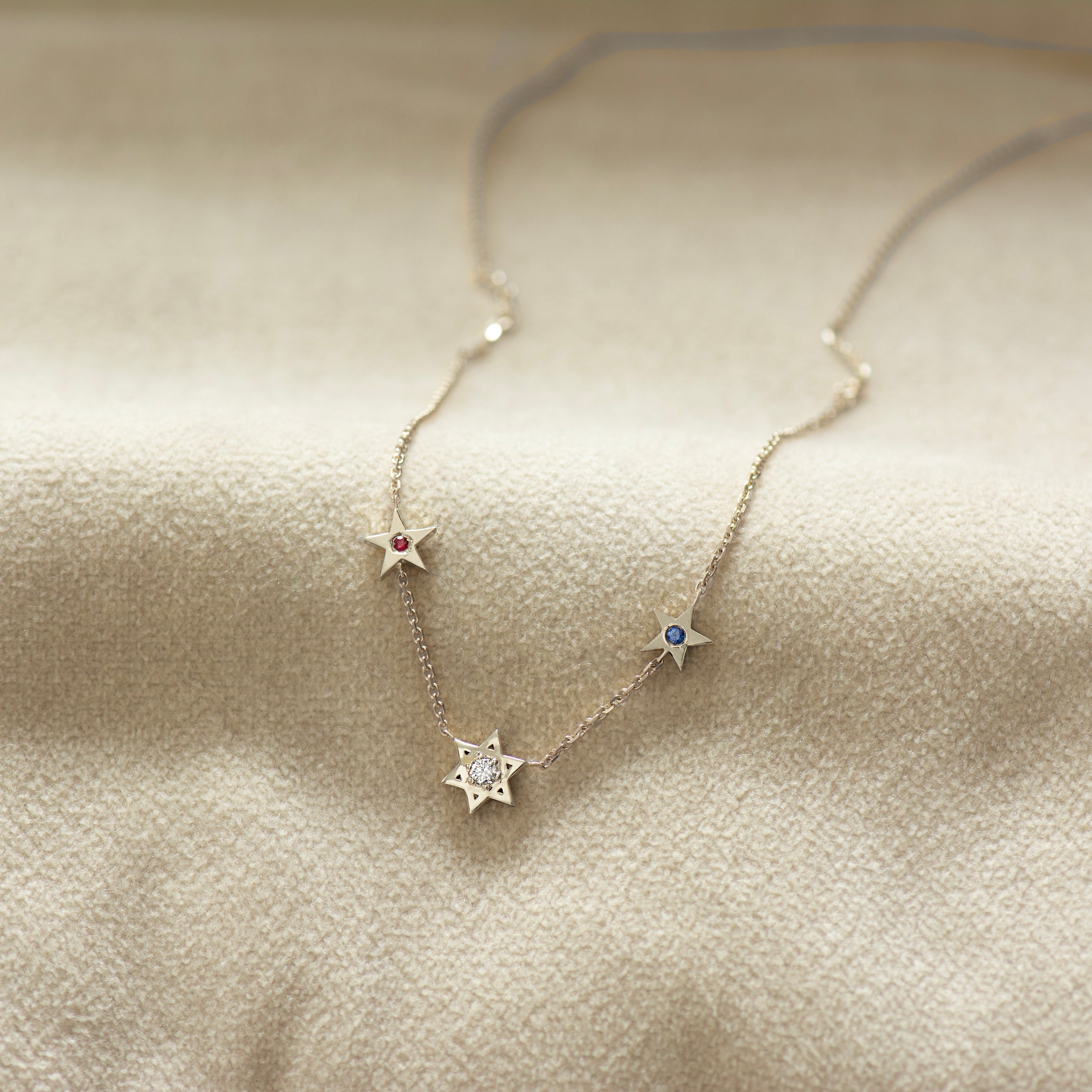 Star of David and American Stars Necklace