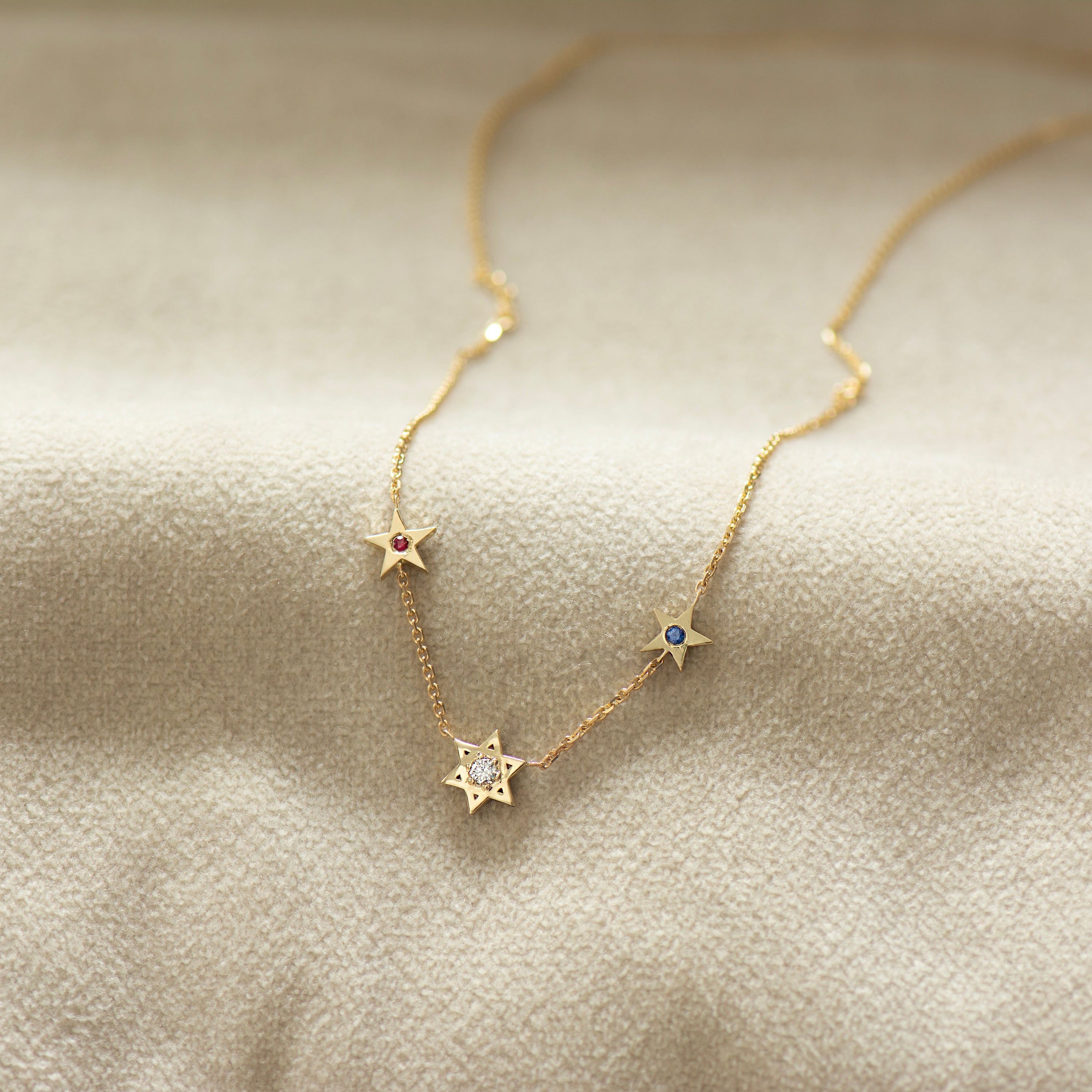 Star of David and American Stars Necklace