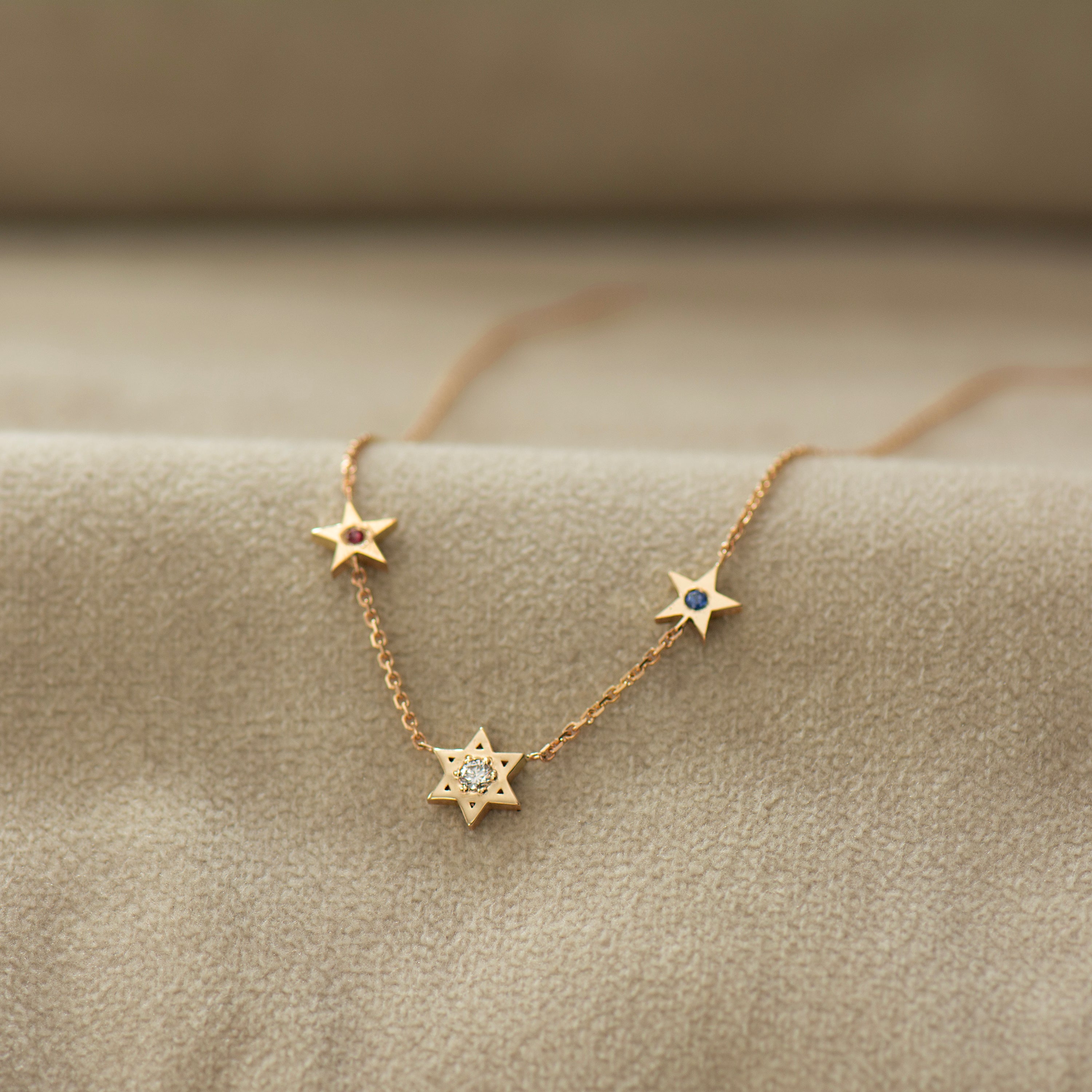 Star of David and American Stars Necklace