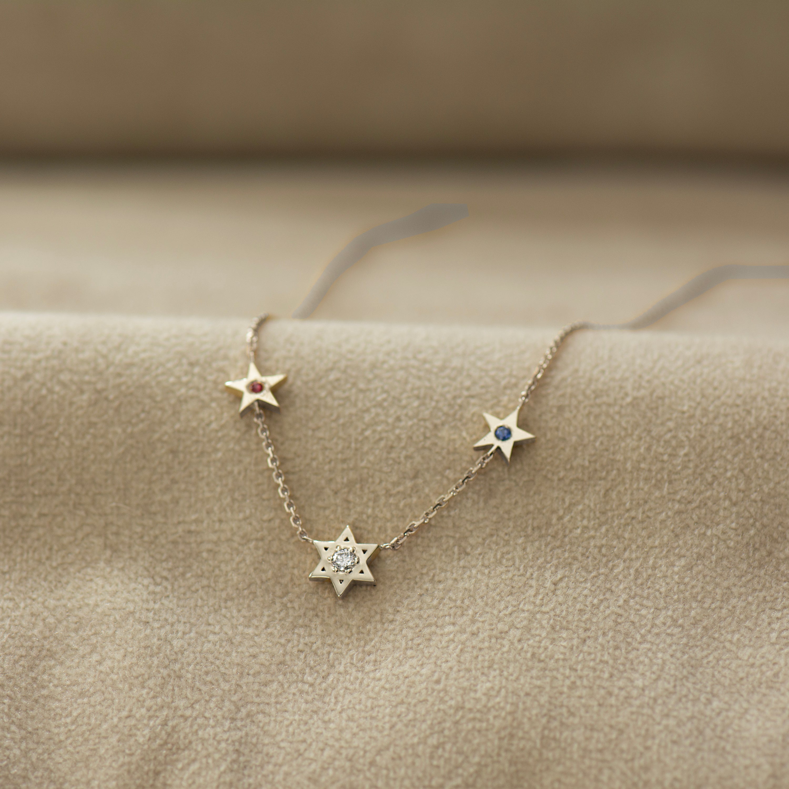 Star of David and American Stars Necklace