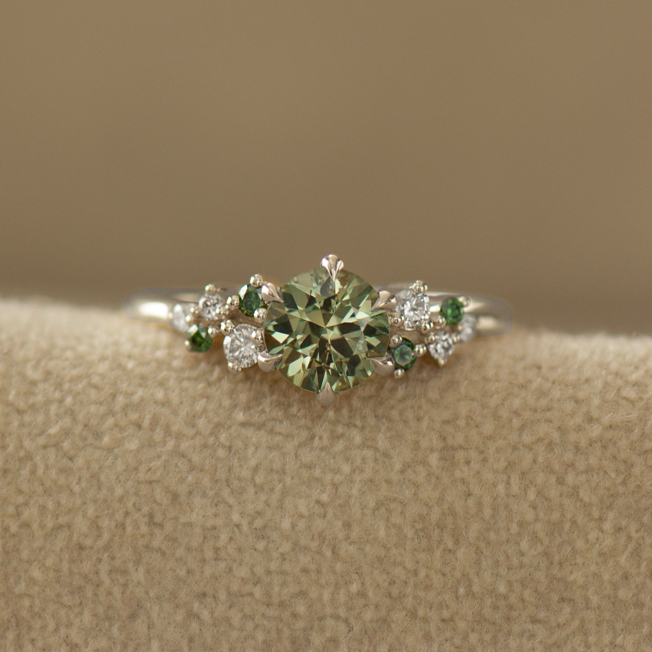 Bloom Green Sapphire Cluster Ring