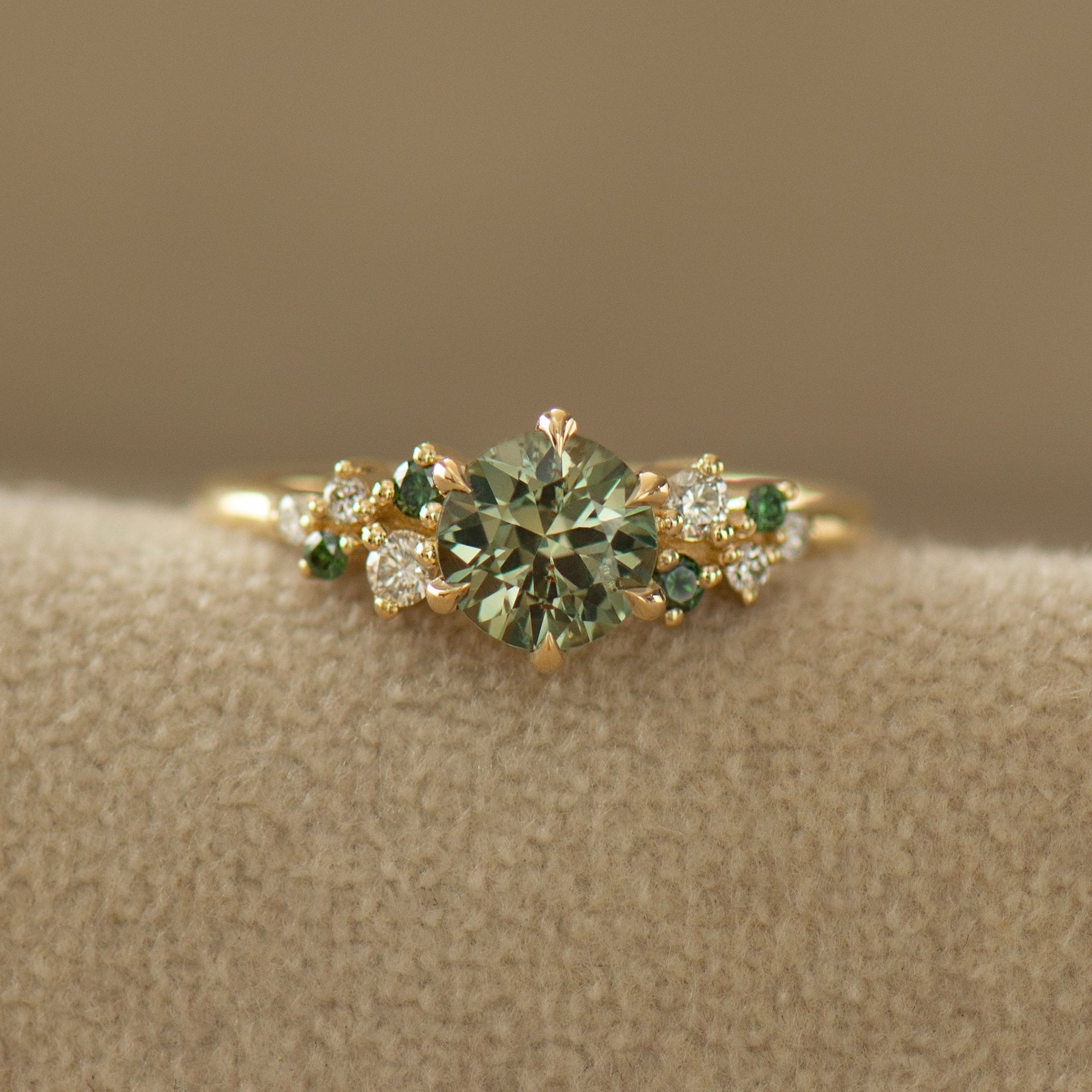 Bloom Green Sapphire Cluster Ring
