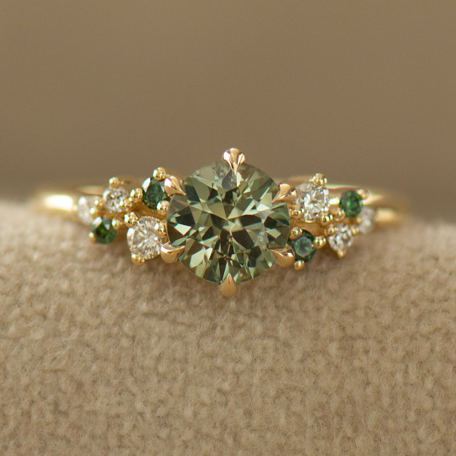 Bloom Green Sapphire Cluster Ring