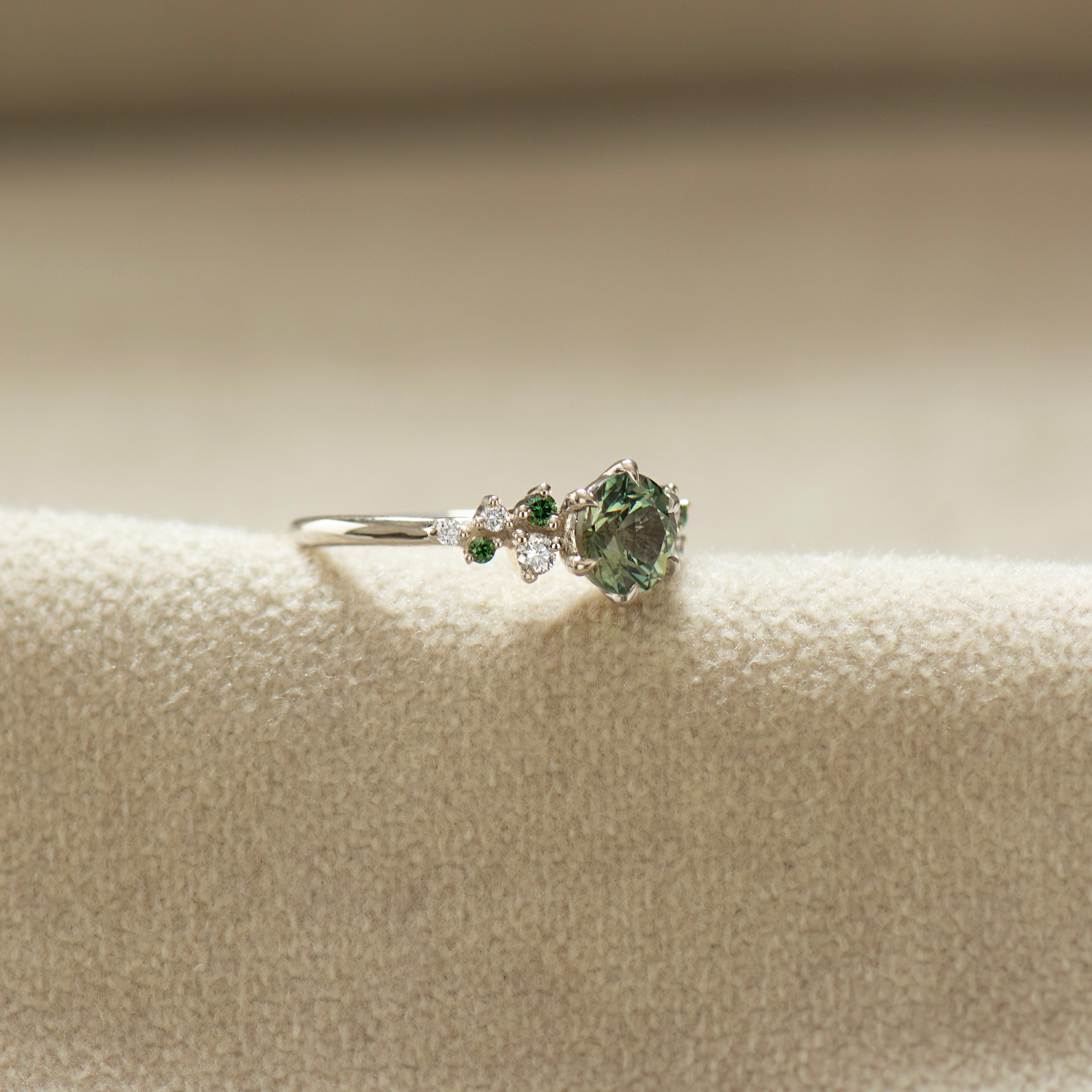 Bloom Green Sapphire Cluster Ring