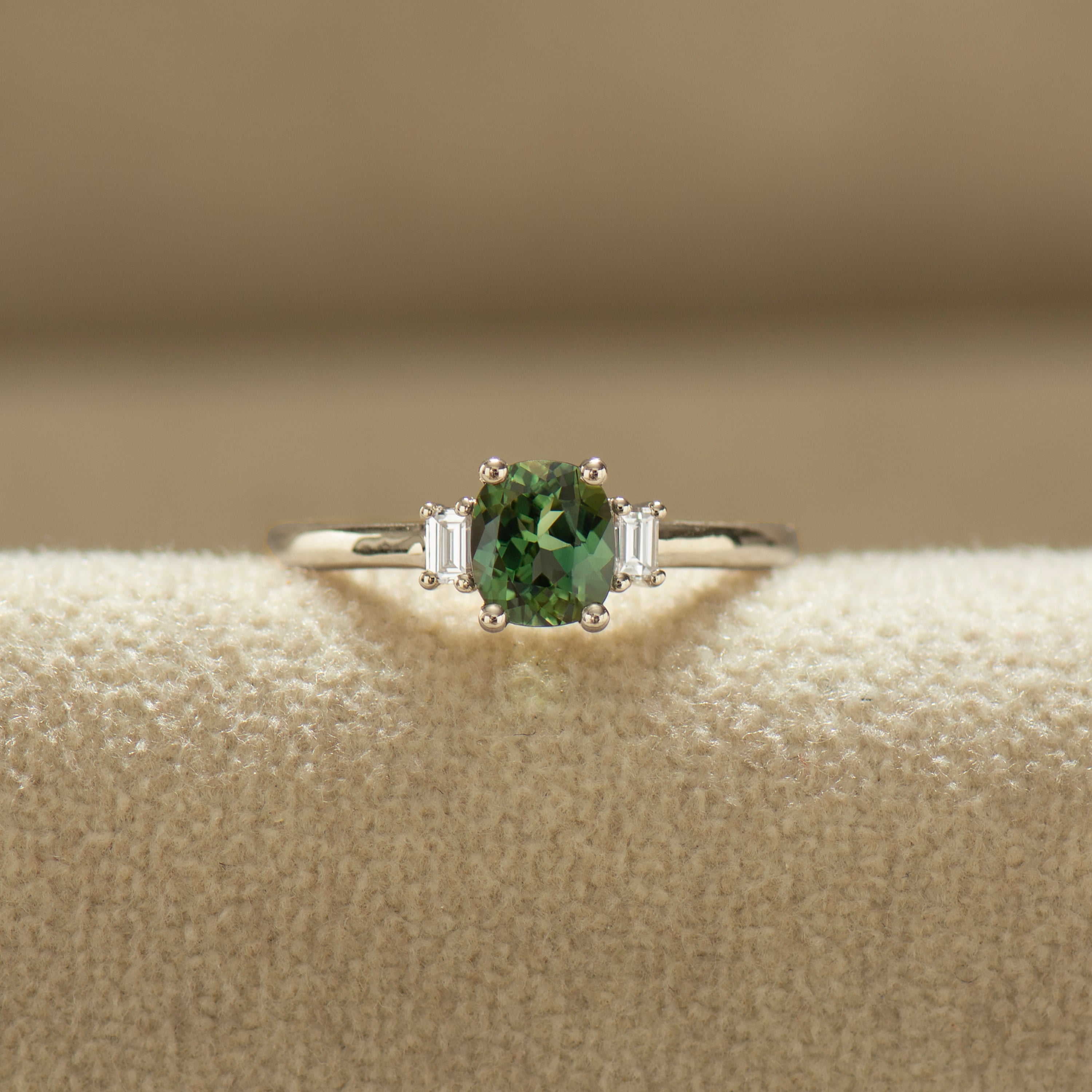 Cushion Green Sapphire Ring