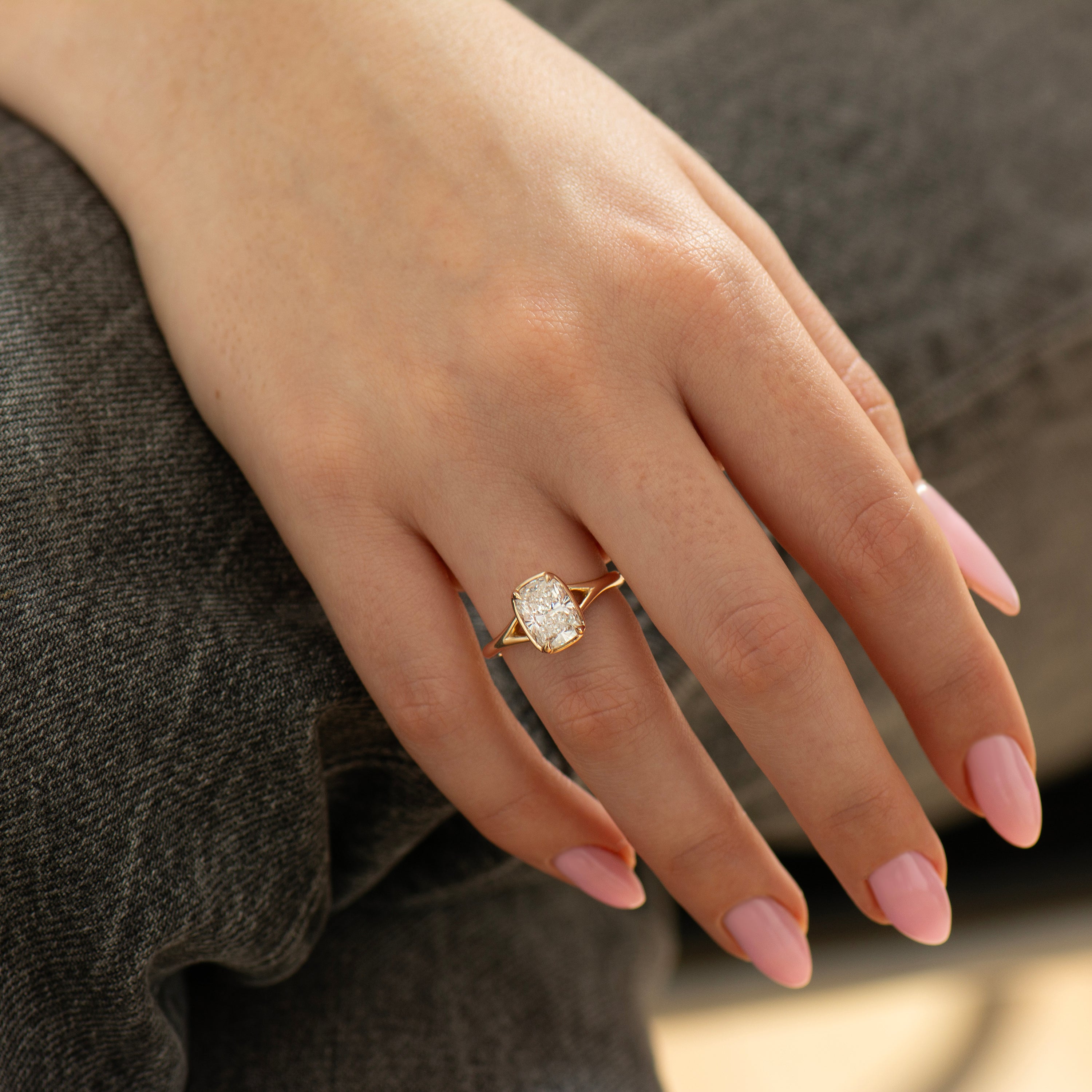 Split Shank Cushion Engagement Ring