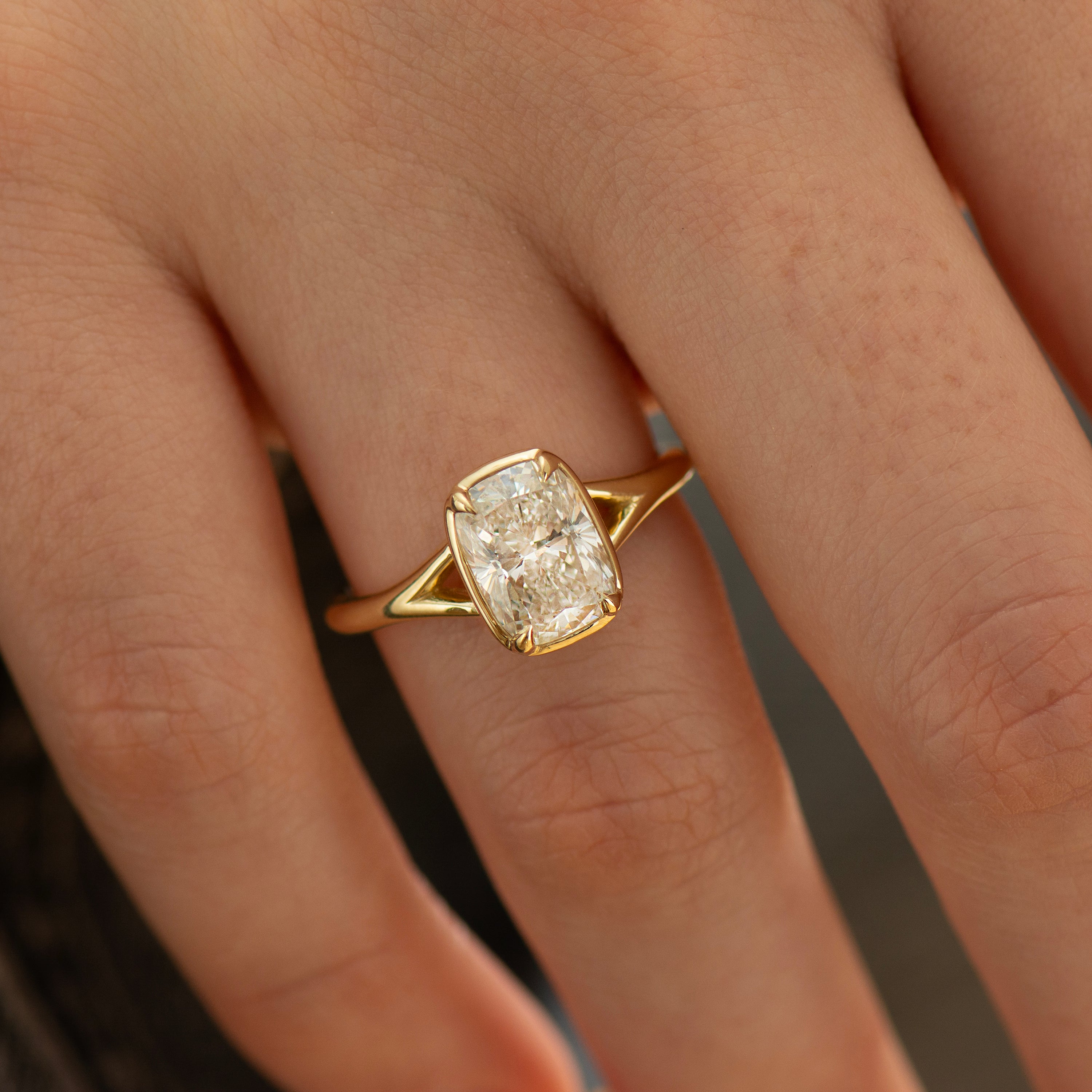 Split Shank Cushion Engagement Ring