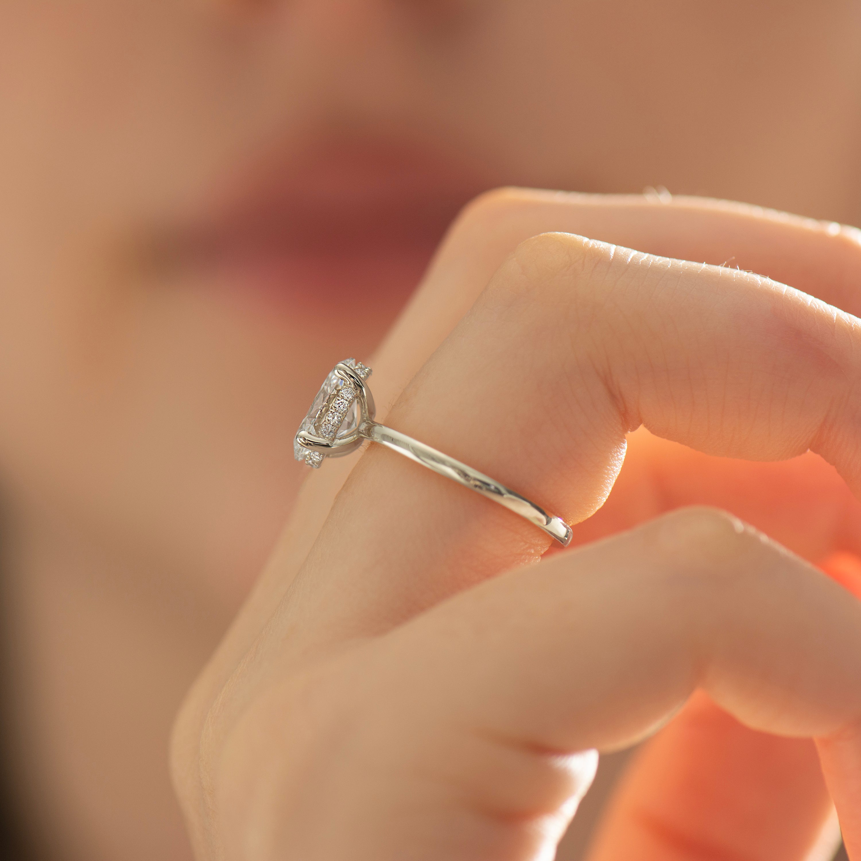 Hidden Halo Oval Engagement Ring