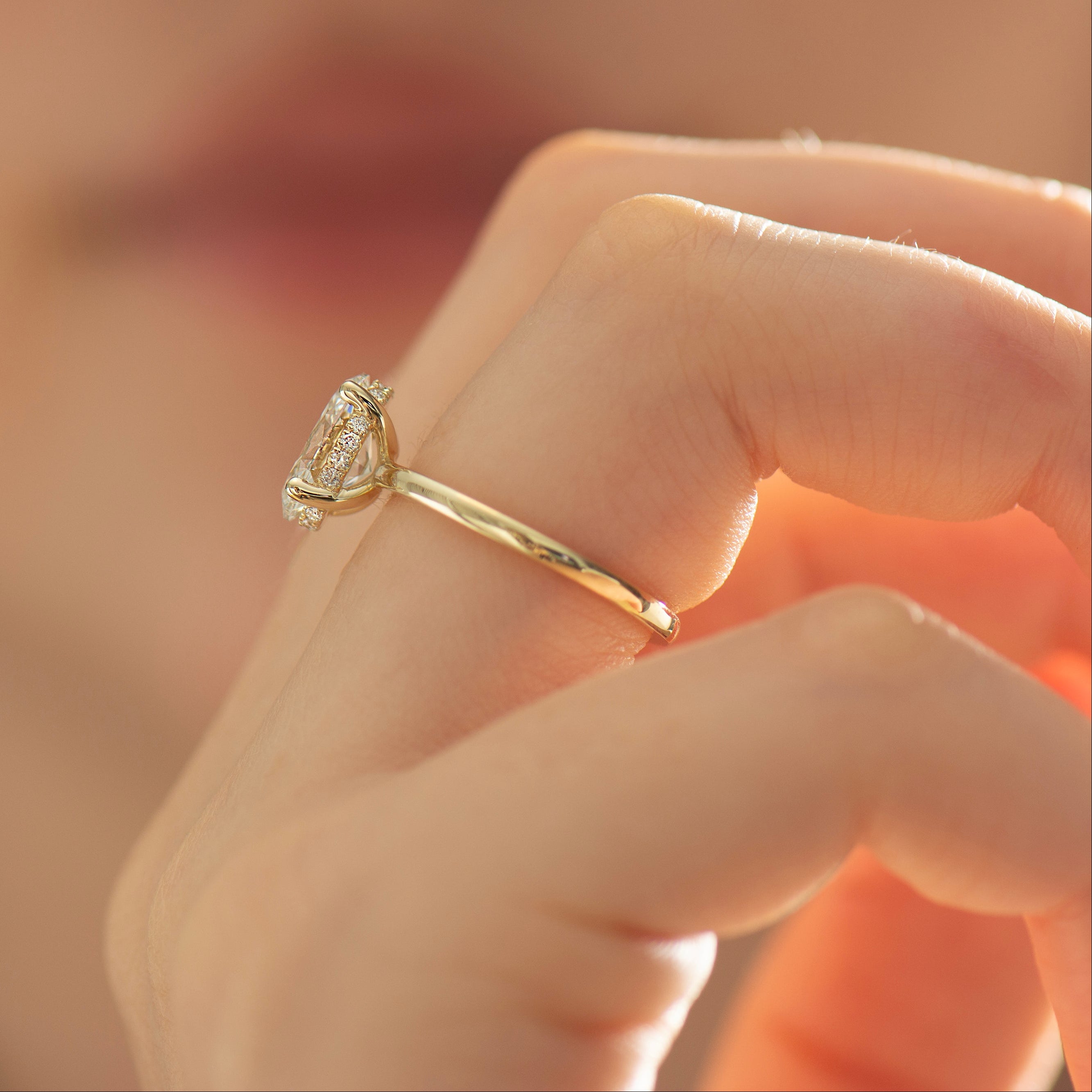 Hidden Halo Oval Engagement Ring