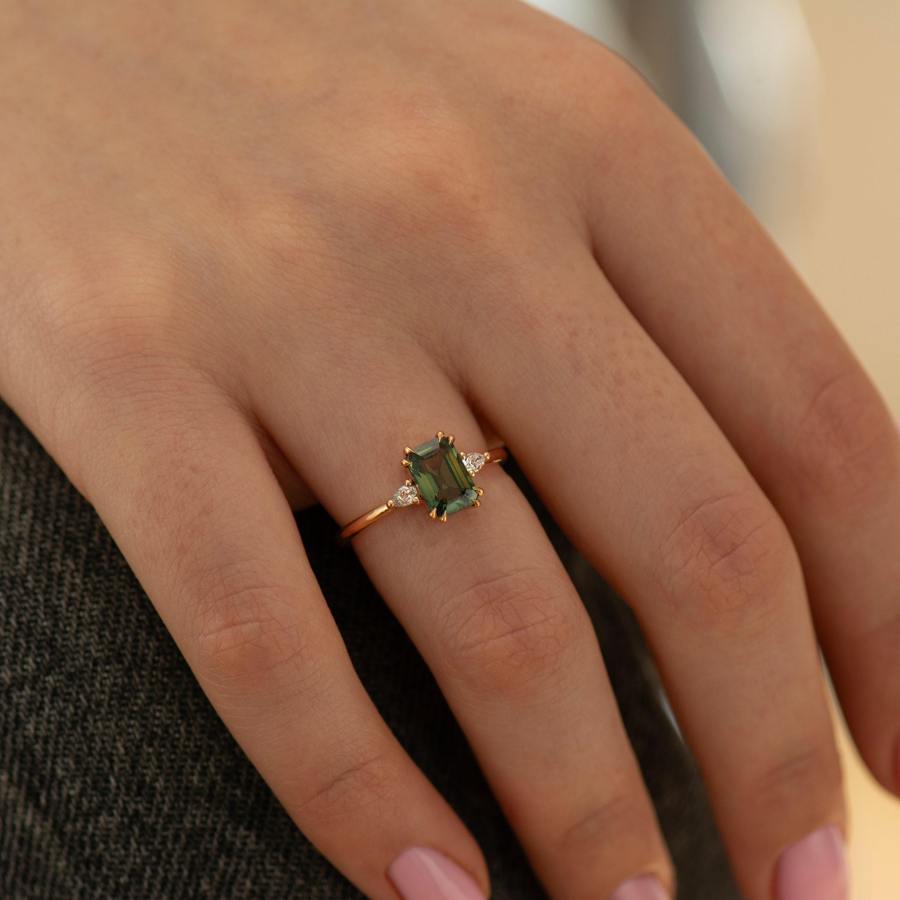 Emerald Green Sapphire Ring
