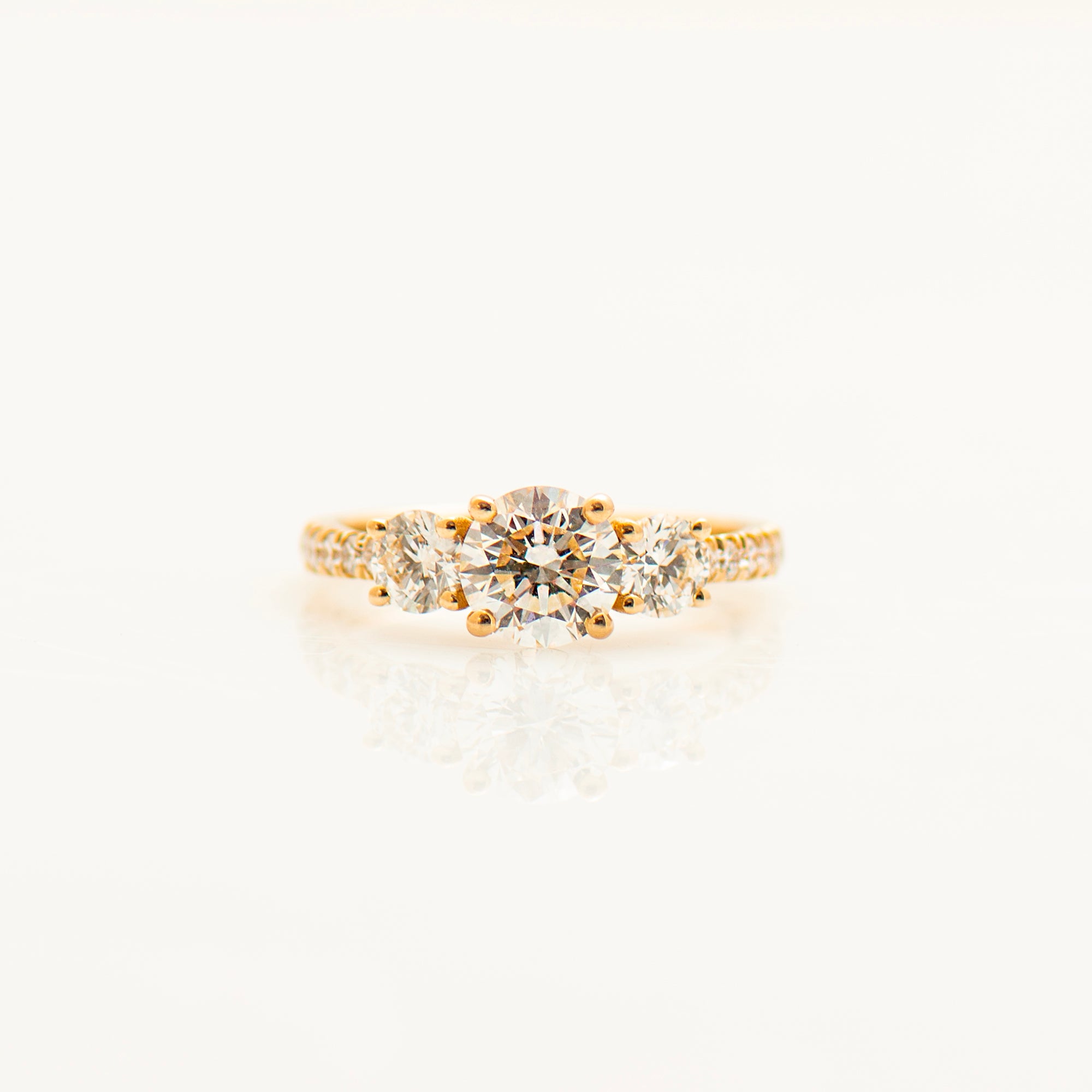 Three Stones Pave Engagement Ring