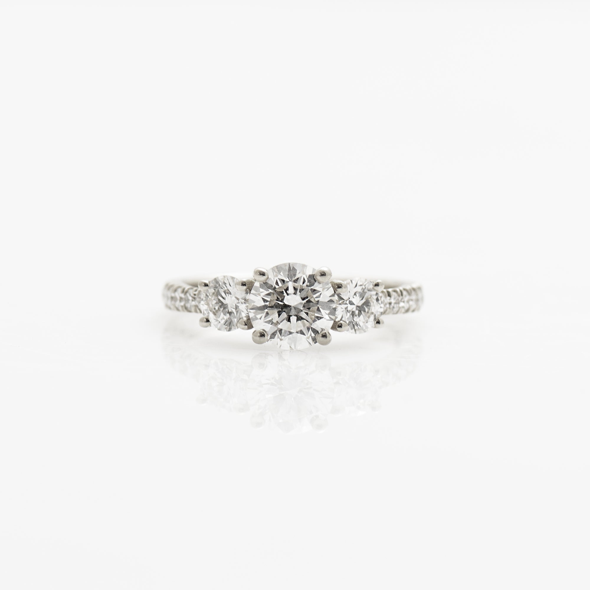 Three Stones Pave Engagement Ring