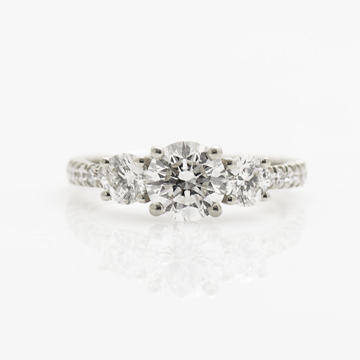 Three Stones Pave Engagement Ring