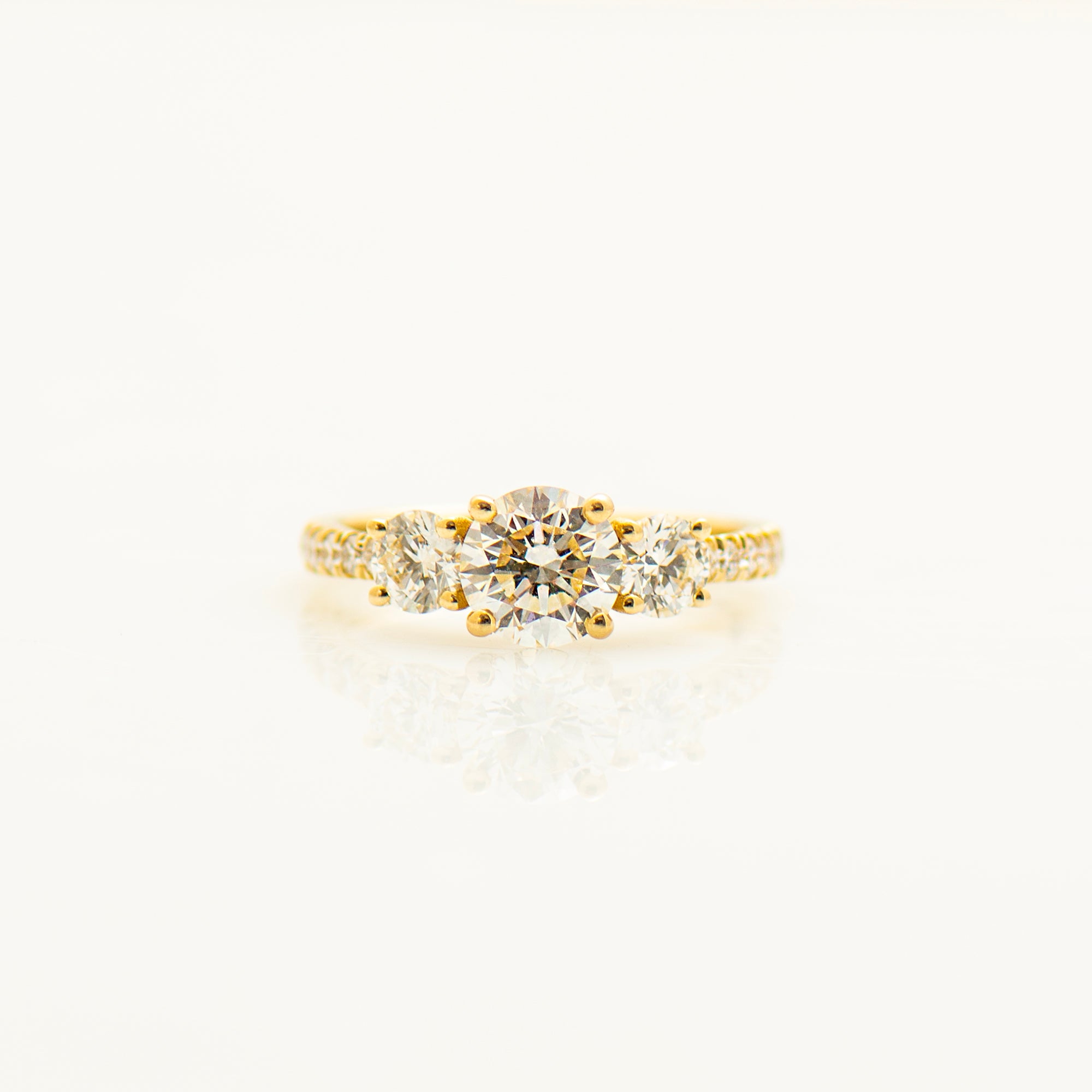 Three Stones Pave Engagement Ring