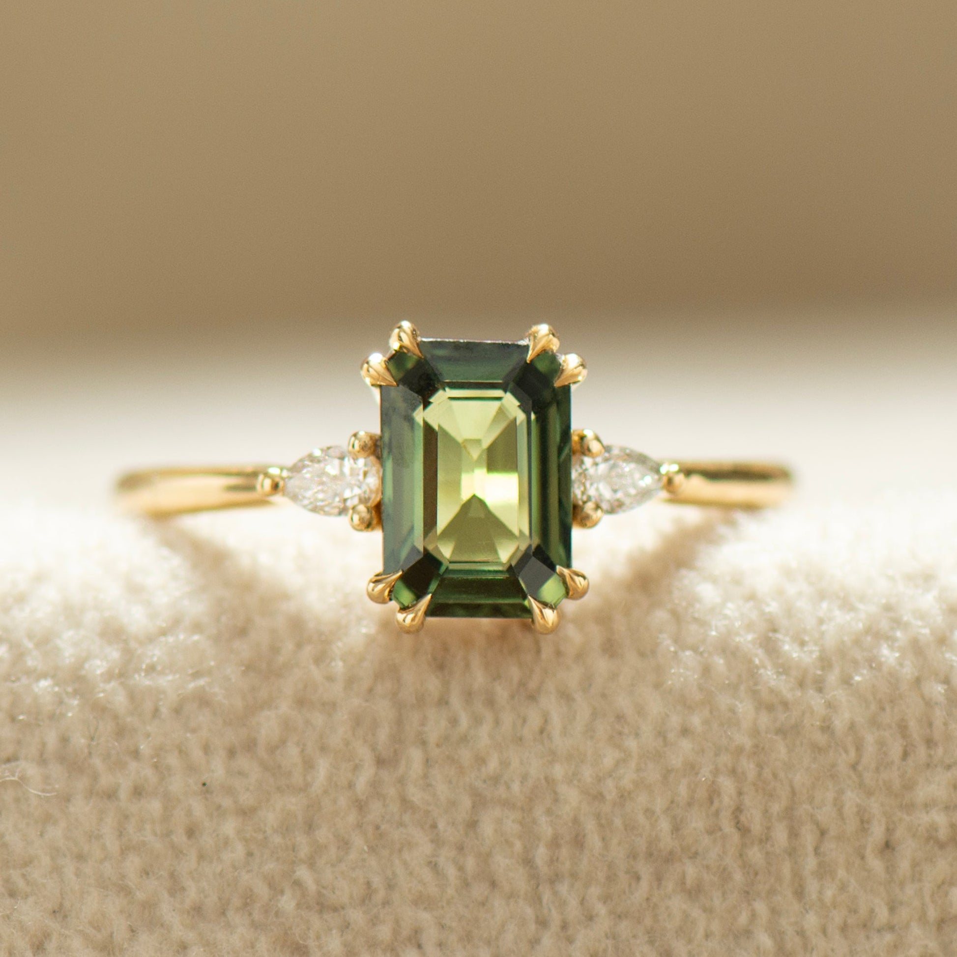 Emerald Green Sapphire Ring