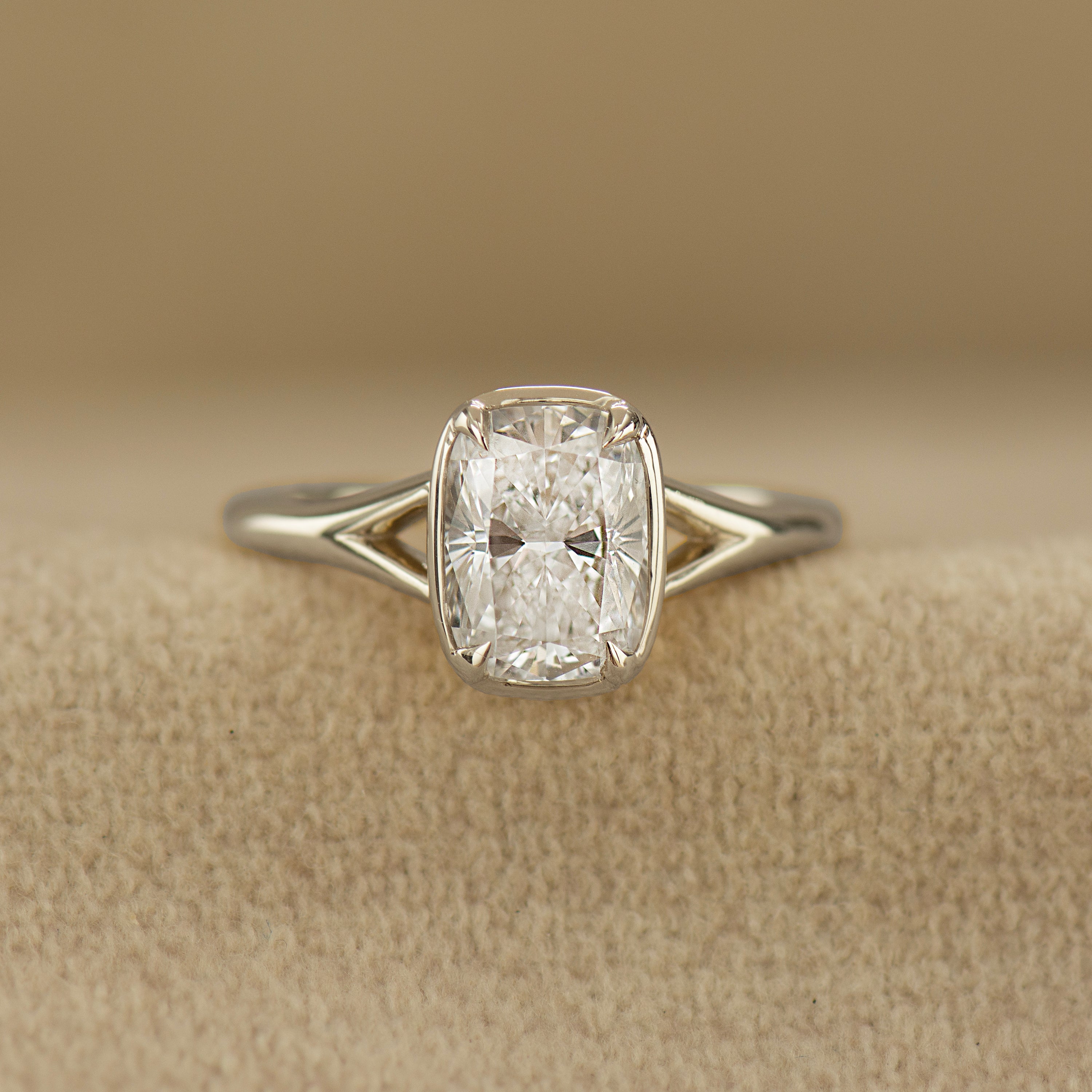 Split Shank Cushion Engagement Ring