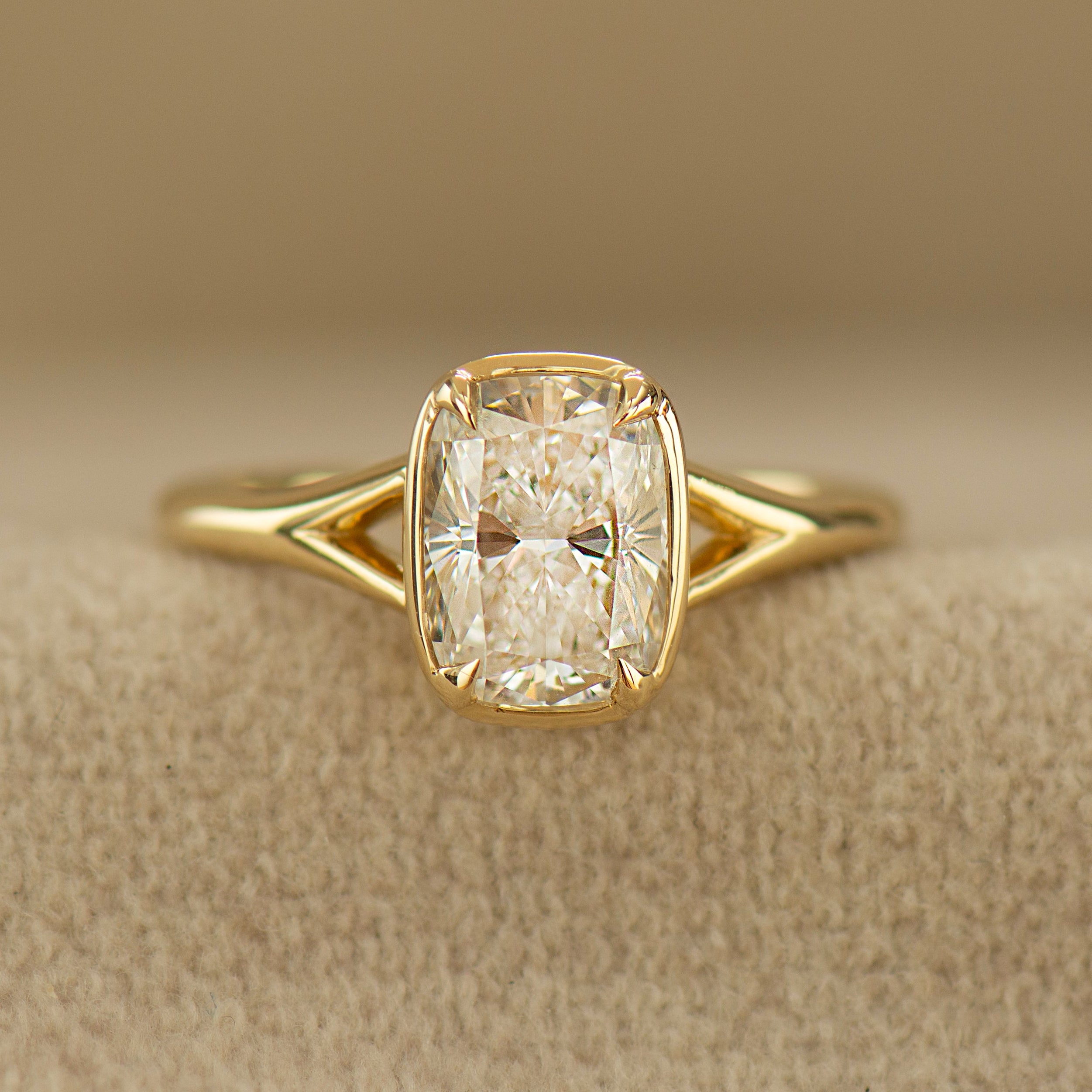 Split Shank Cushion Engagement Ring