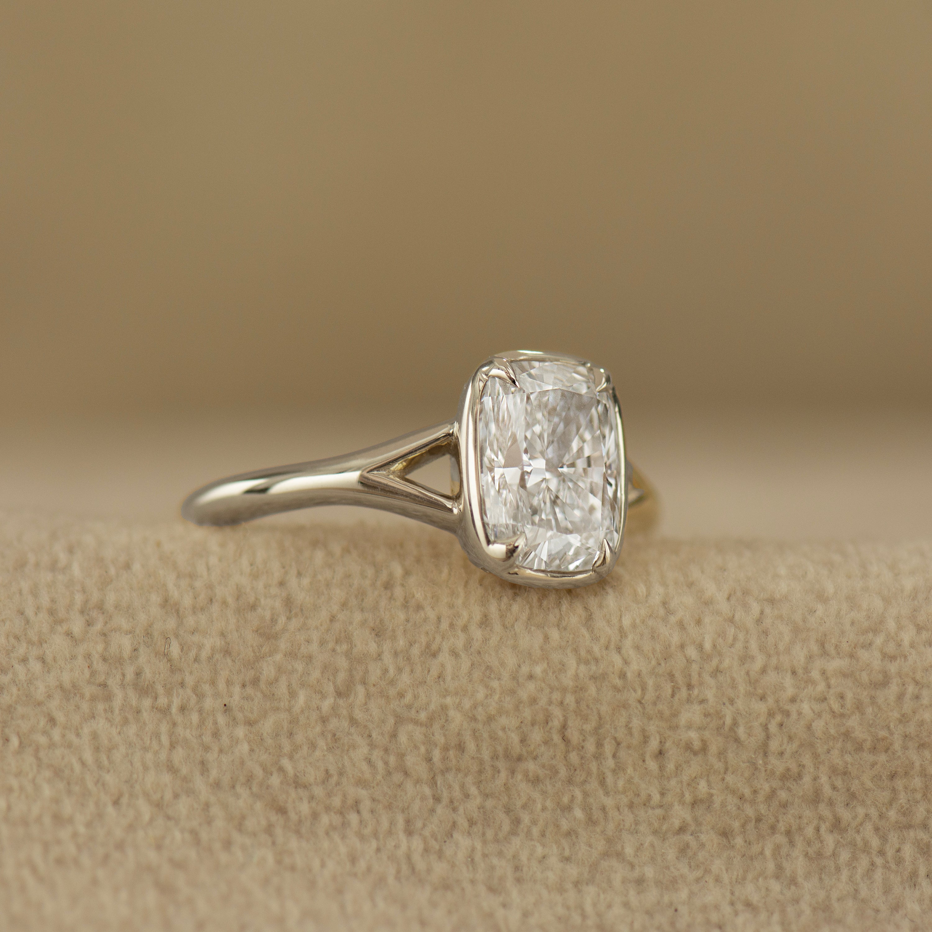 Split Shank Cushion Engagement Ring