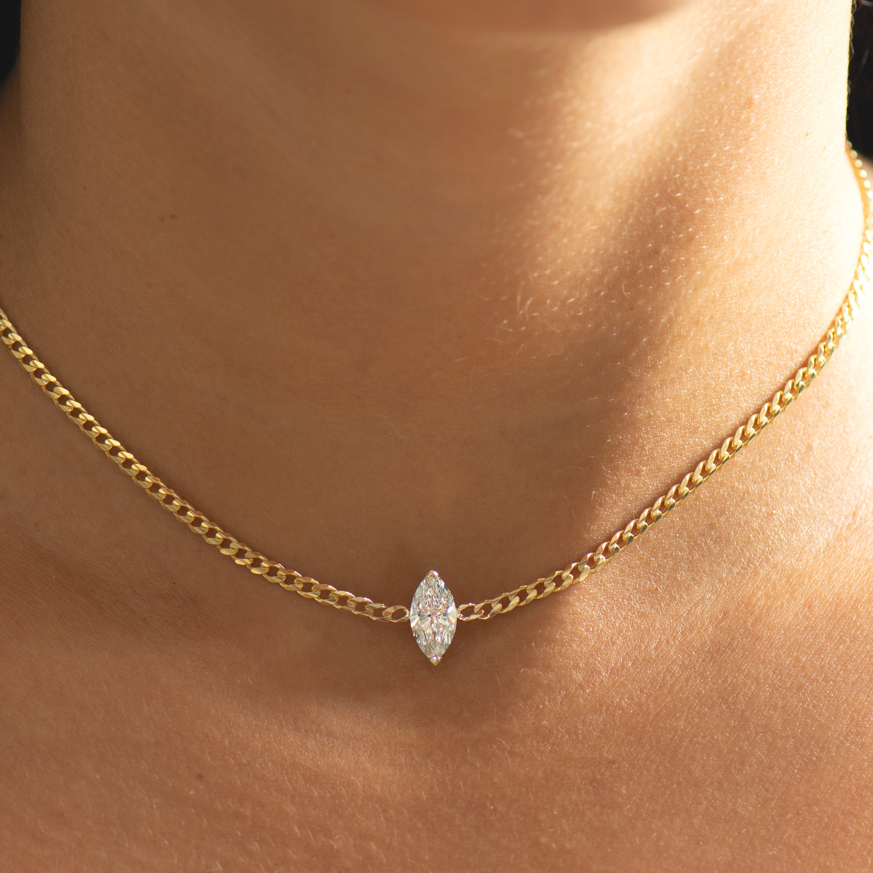 Marquise Lab Diamond Cuban Choker