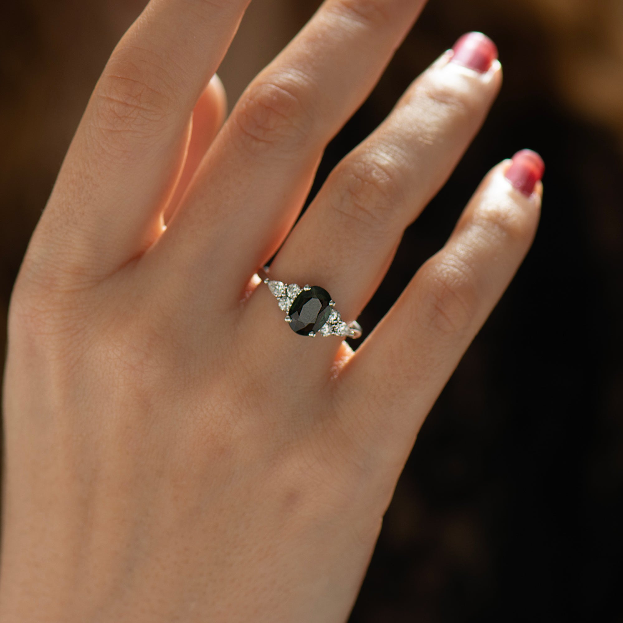 Dark Green Sapphire Ring
