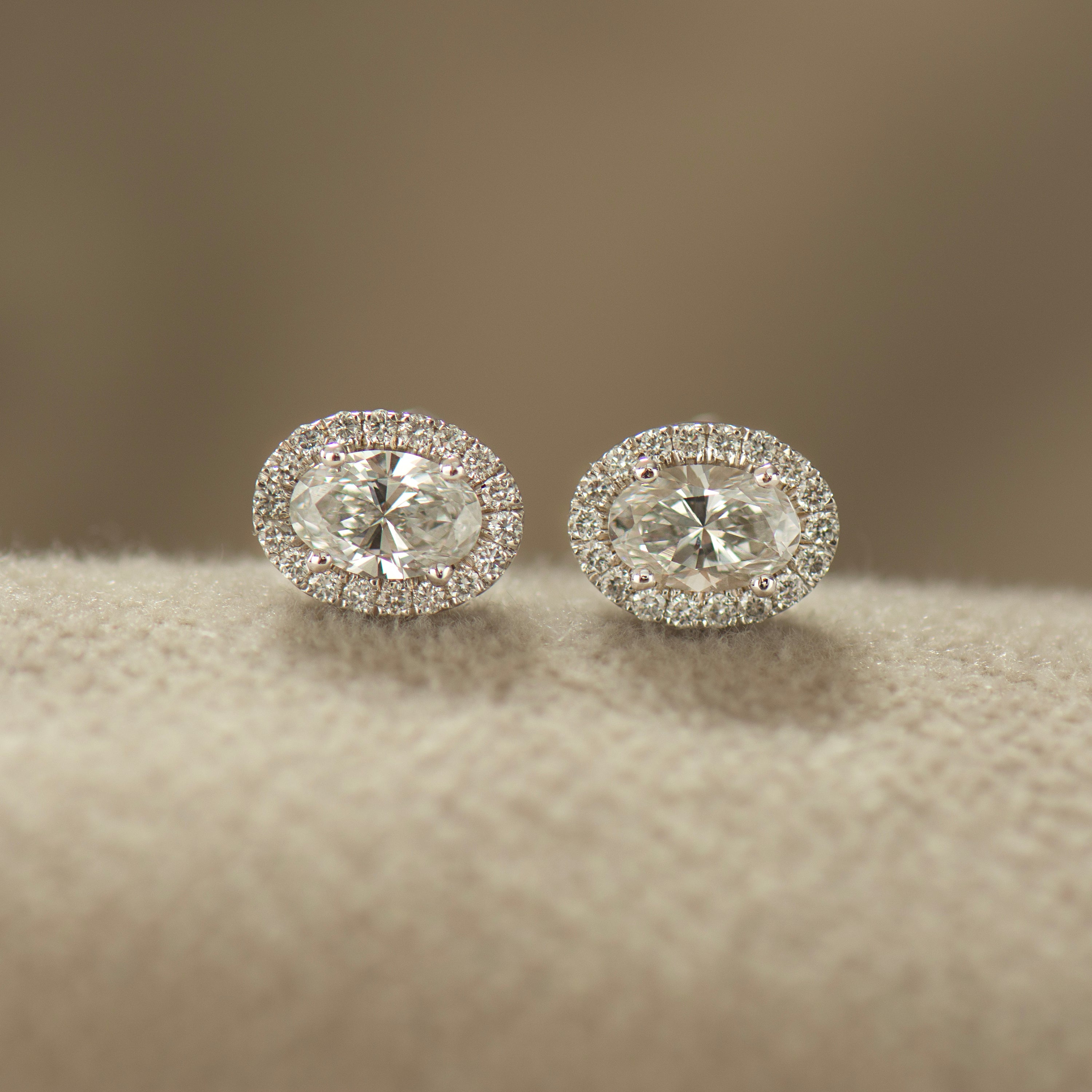 Oval Lab Diamond Halo Earrings