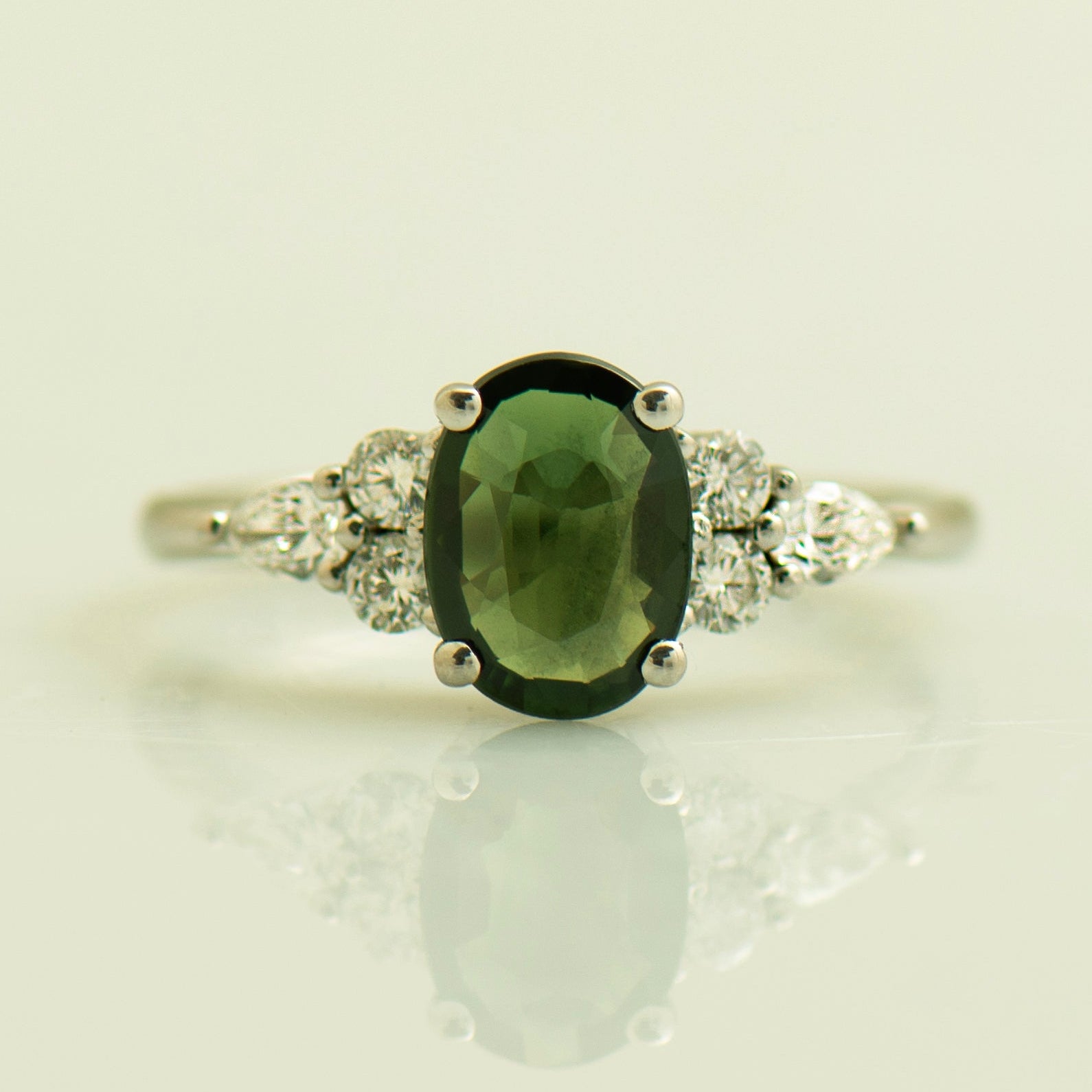 Dark Green Sapphire Ring
