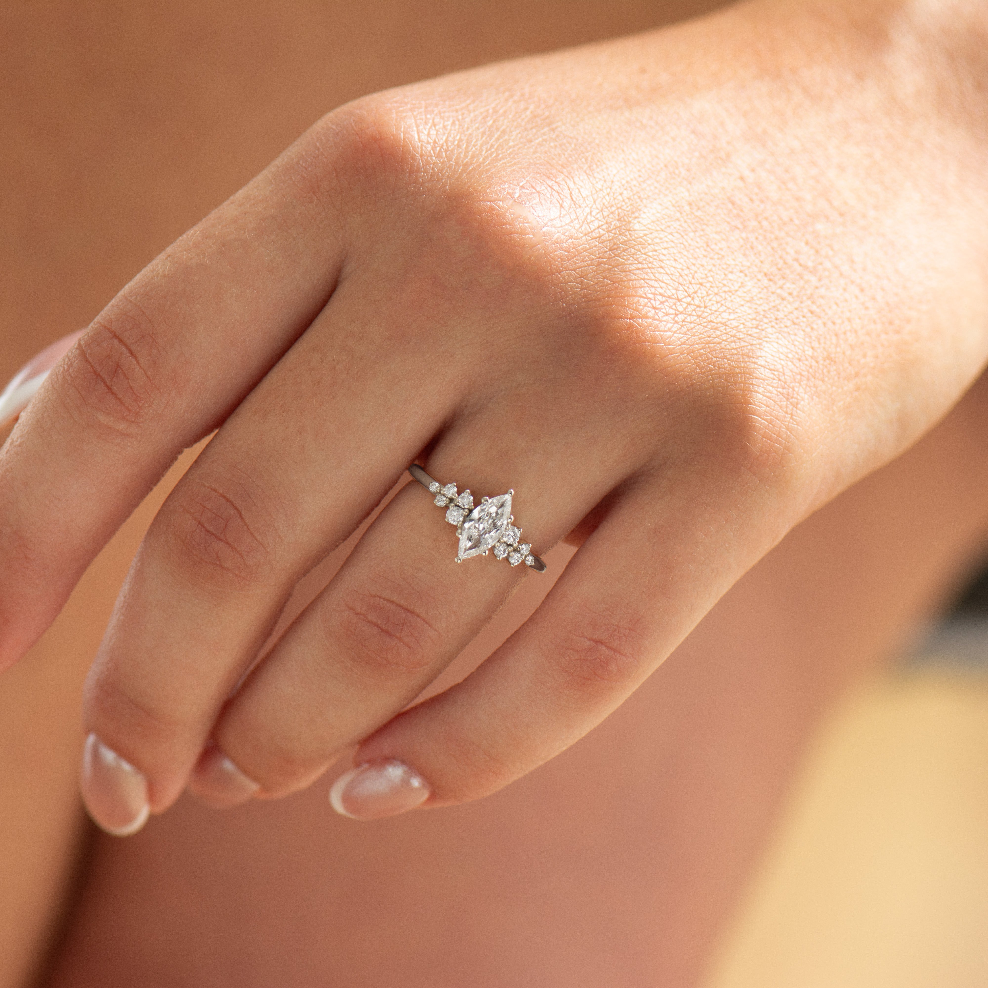Marquise Cluster Engagement Ring