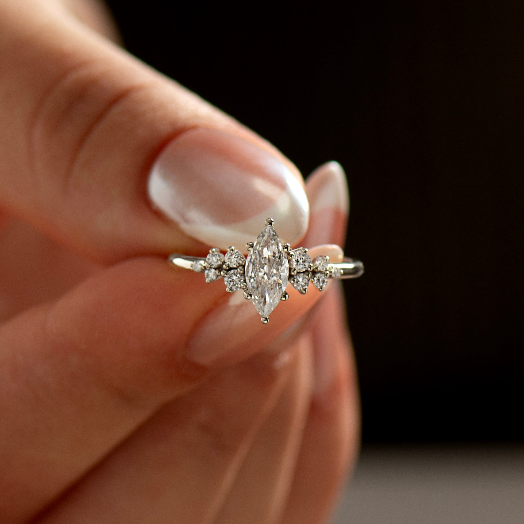 Marquise Cluster Engagement Ring
