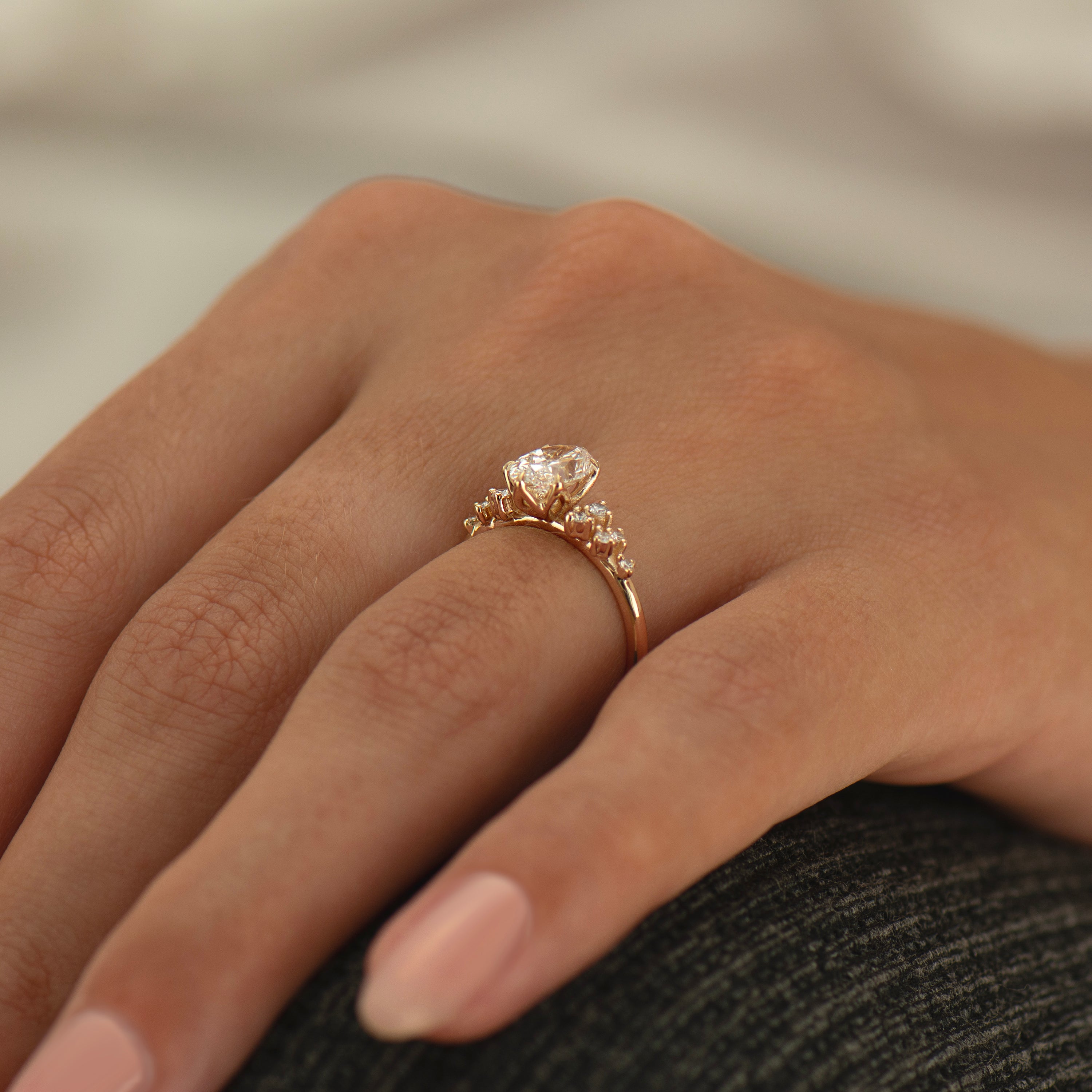 Bloom Lab Oval Cluster Engagement Ring