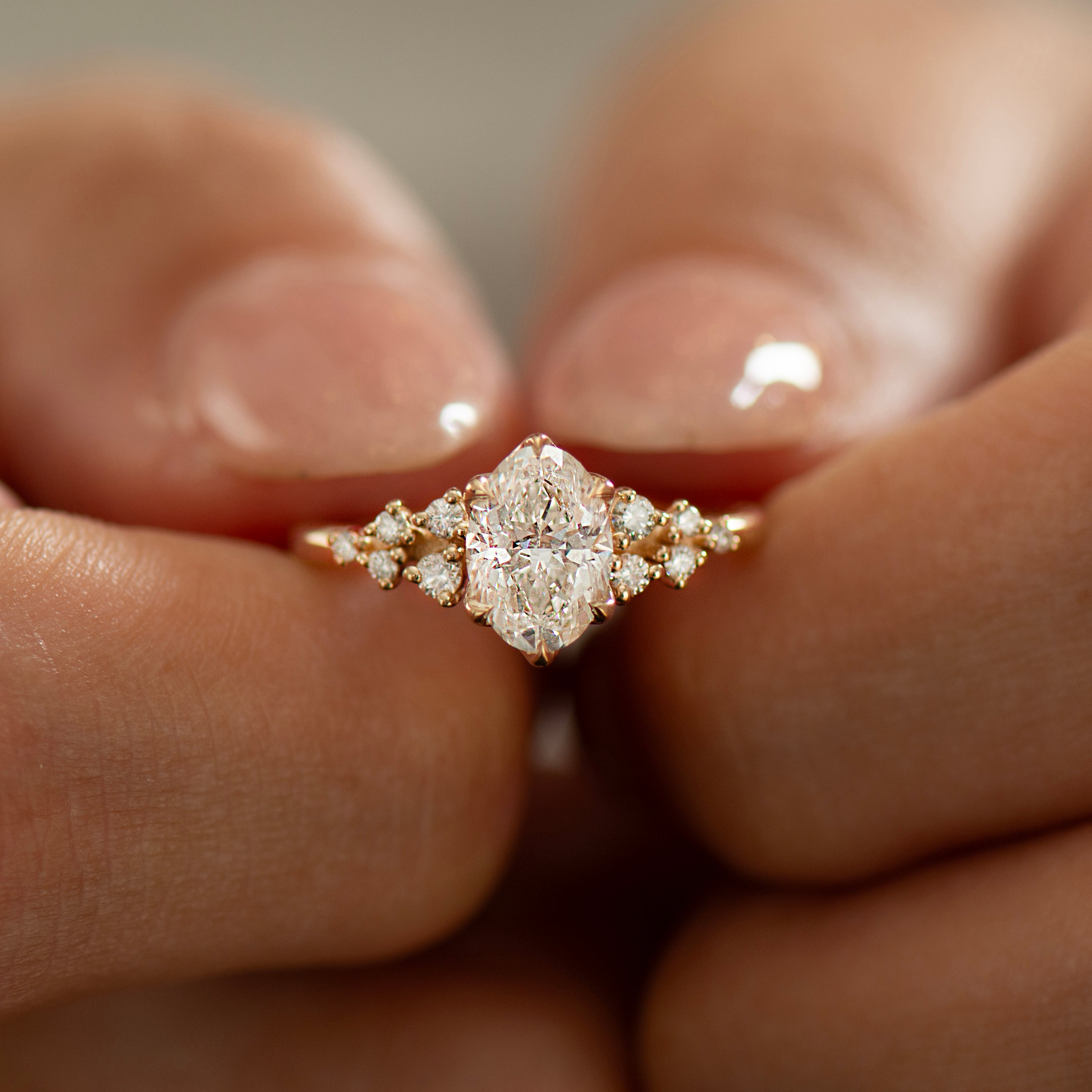 Bloom Lab Oval Cluster Engagement Ring