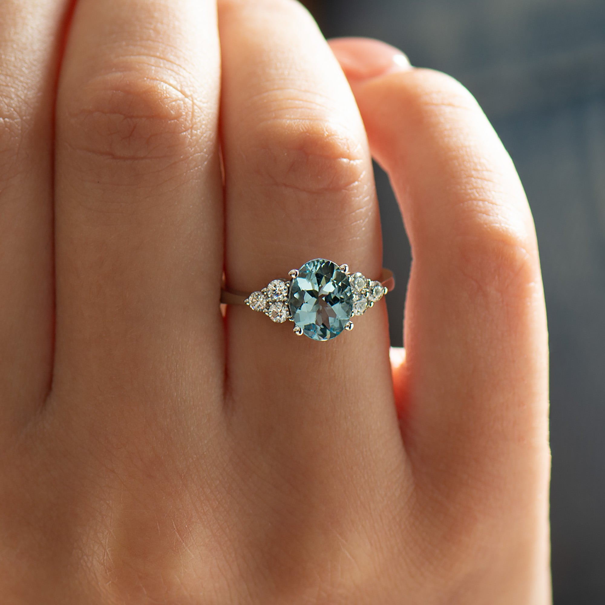 Cluster Aquamarine Ring
