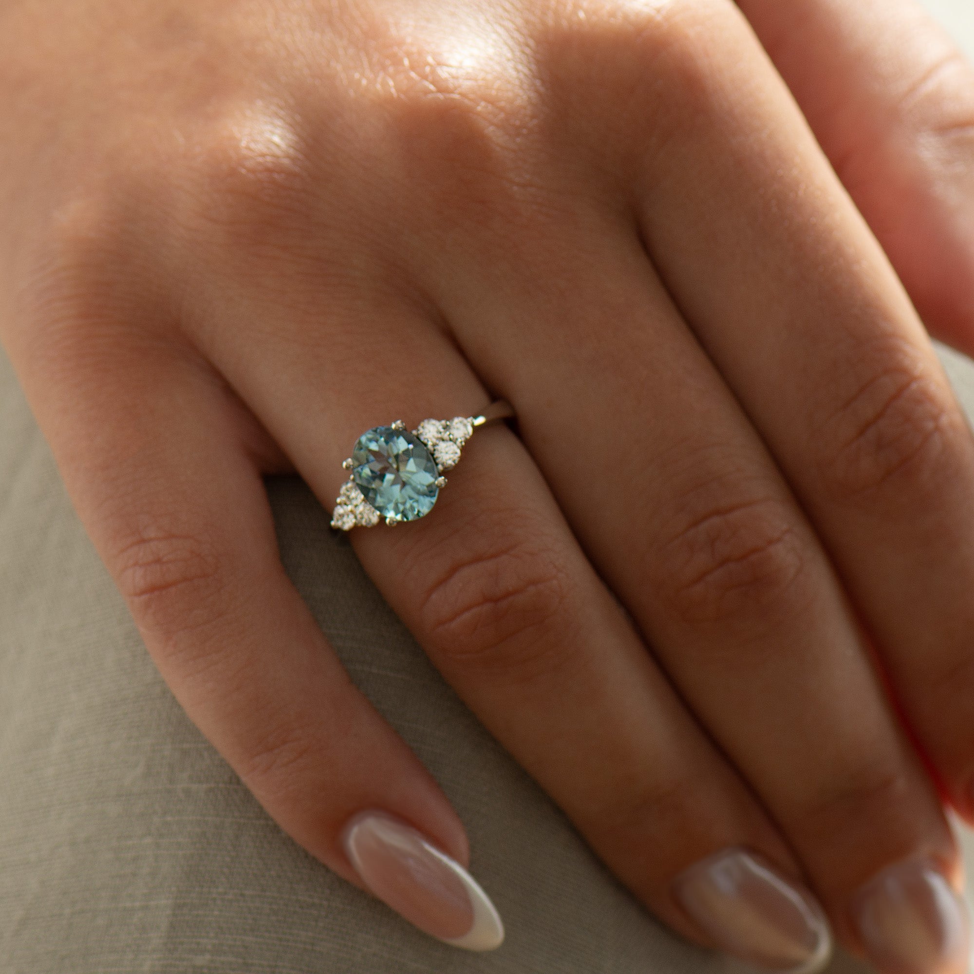 Cluster Aquamarine Ring