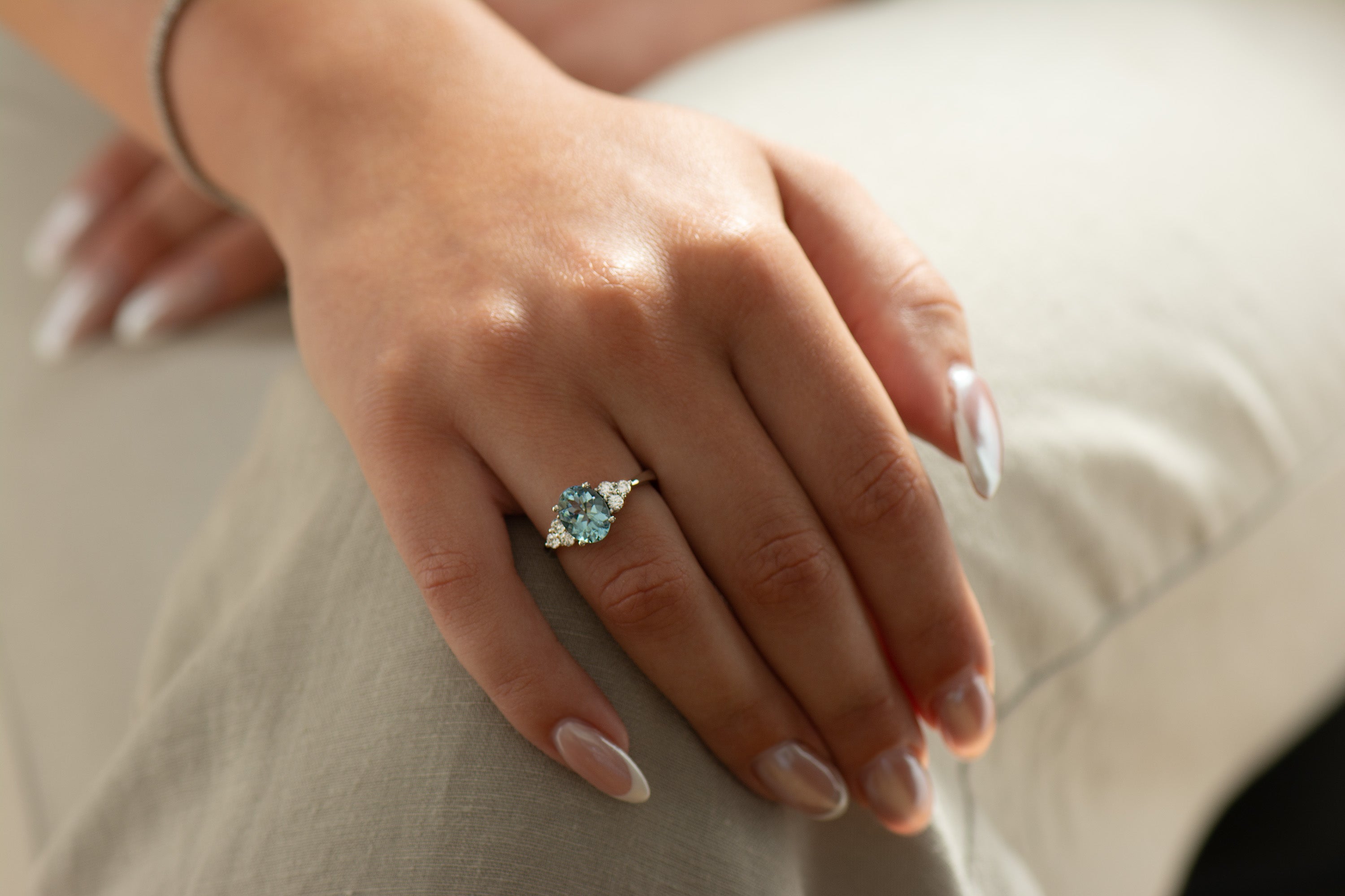 Cluster Aquamarine Ring