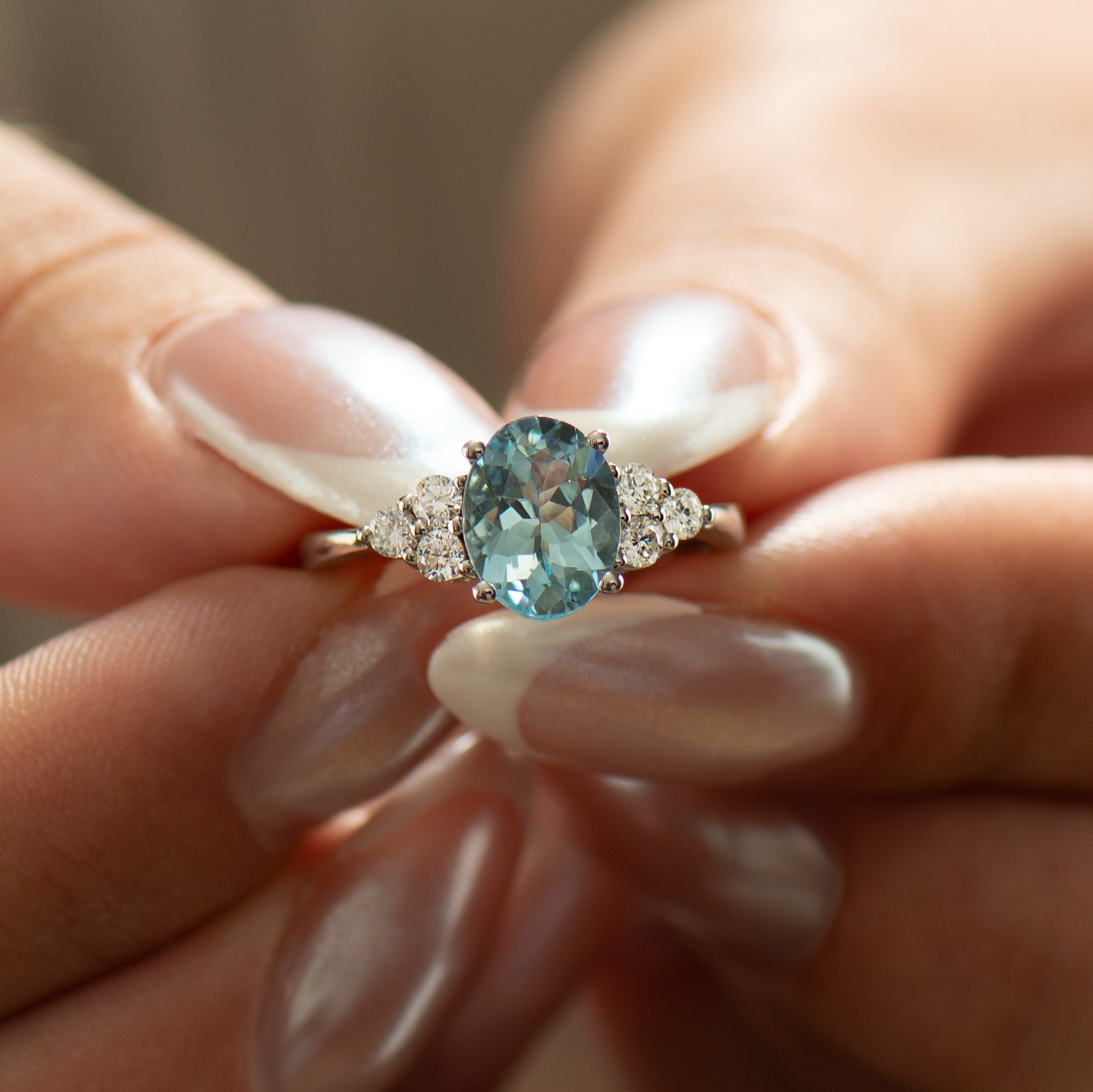 Cluster Aquamarine Ring