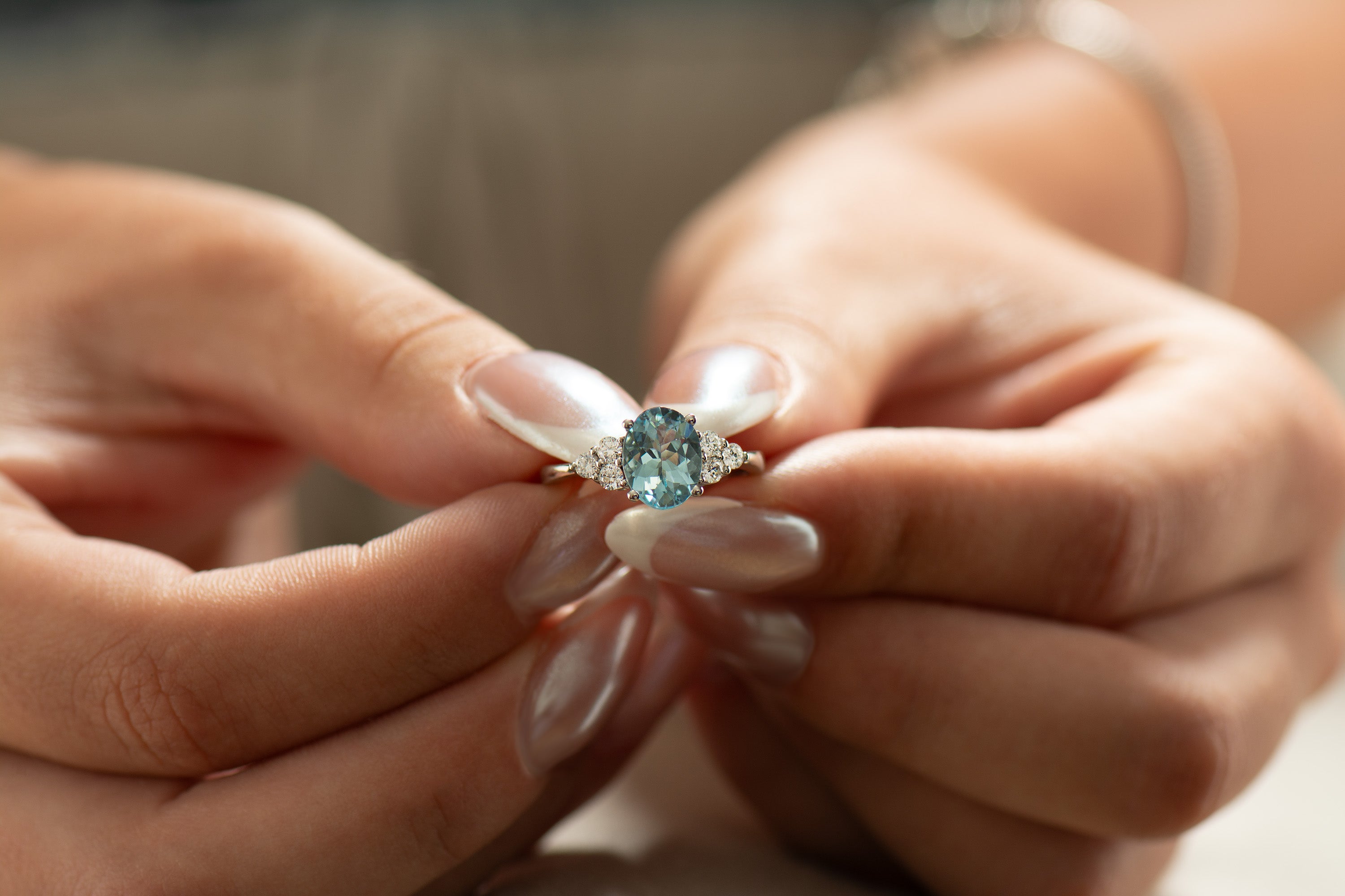 Cluster Aquamarine Ring