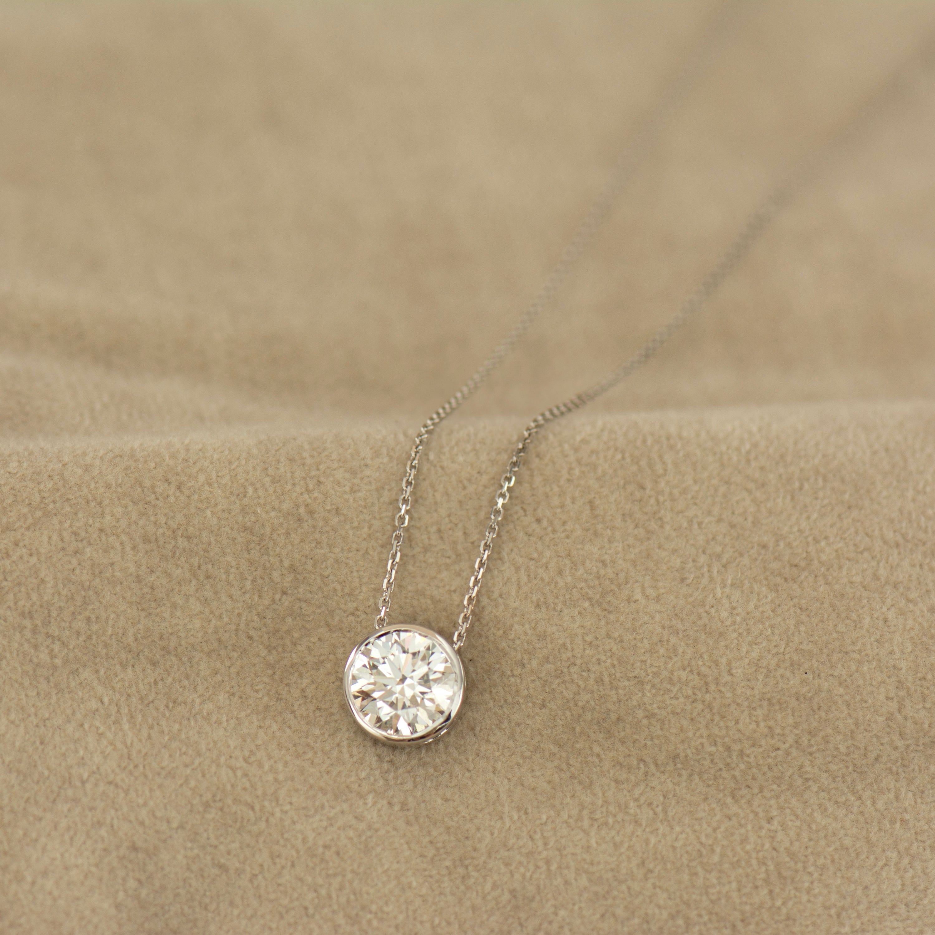 Bezel Lab Diamond Solitaire Necklace