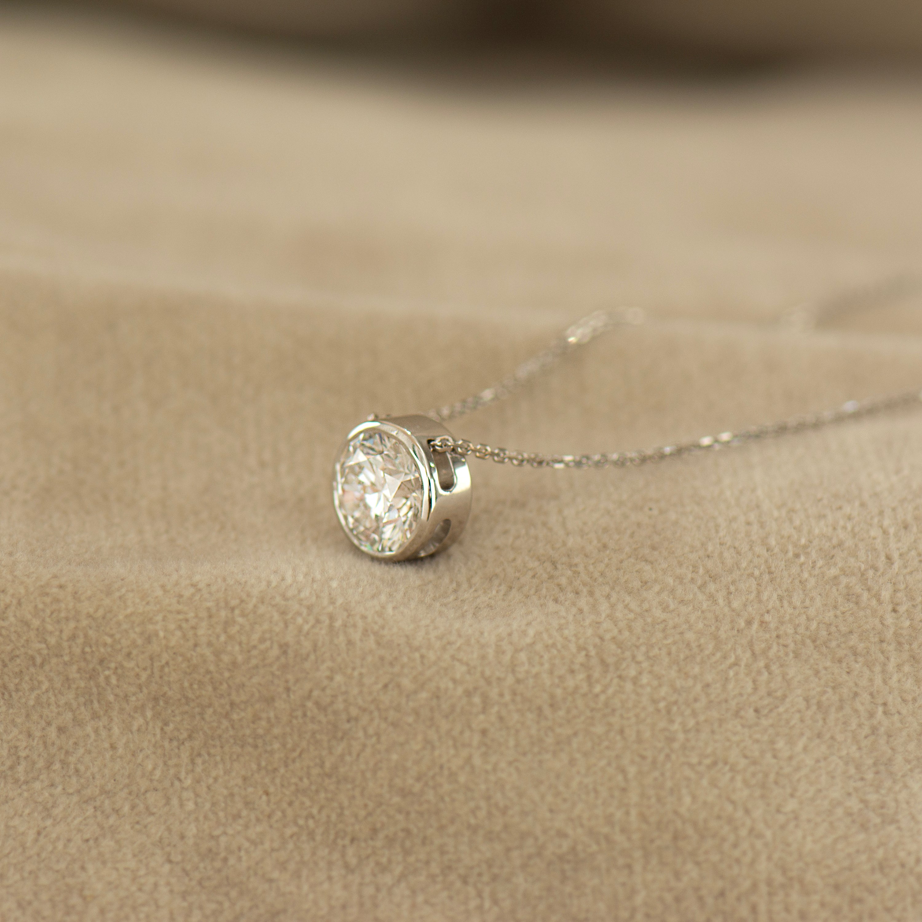 Bezel Lab Diamond Solitaire Necklace